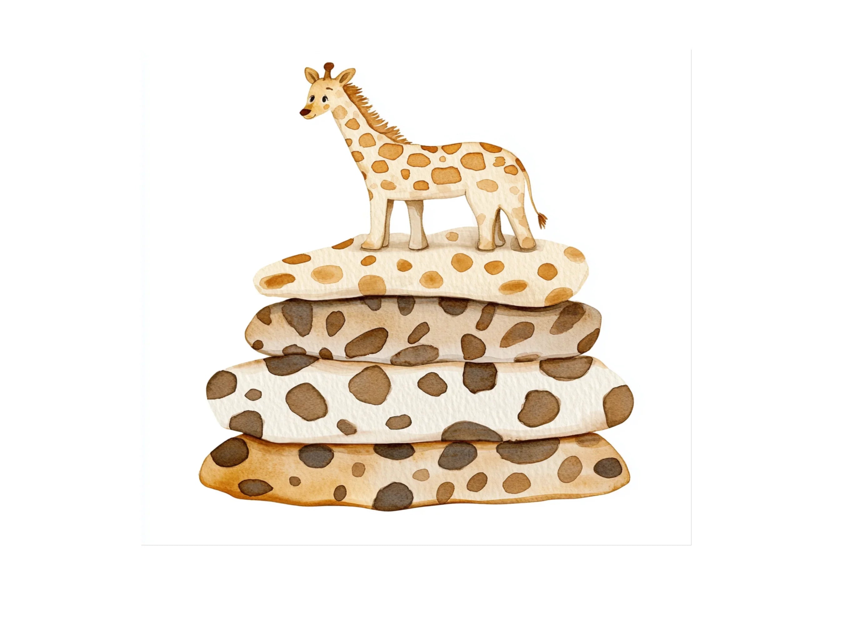Cute Giraffe on Spotted Stones Clipart Bundle