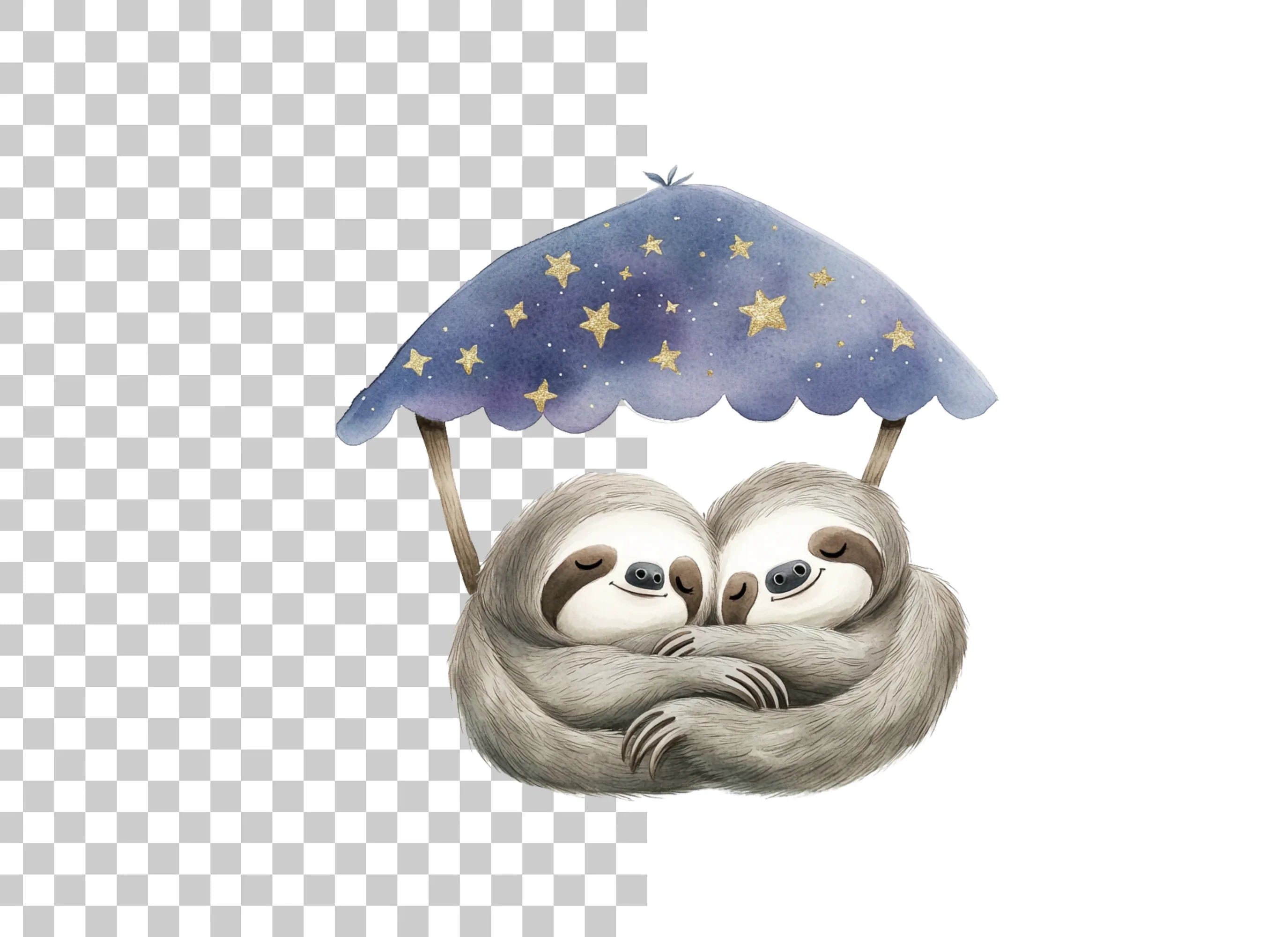 Dreamy Sloth Couple Clipart Bundle