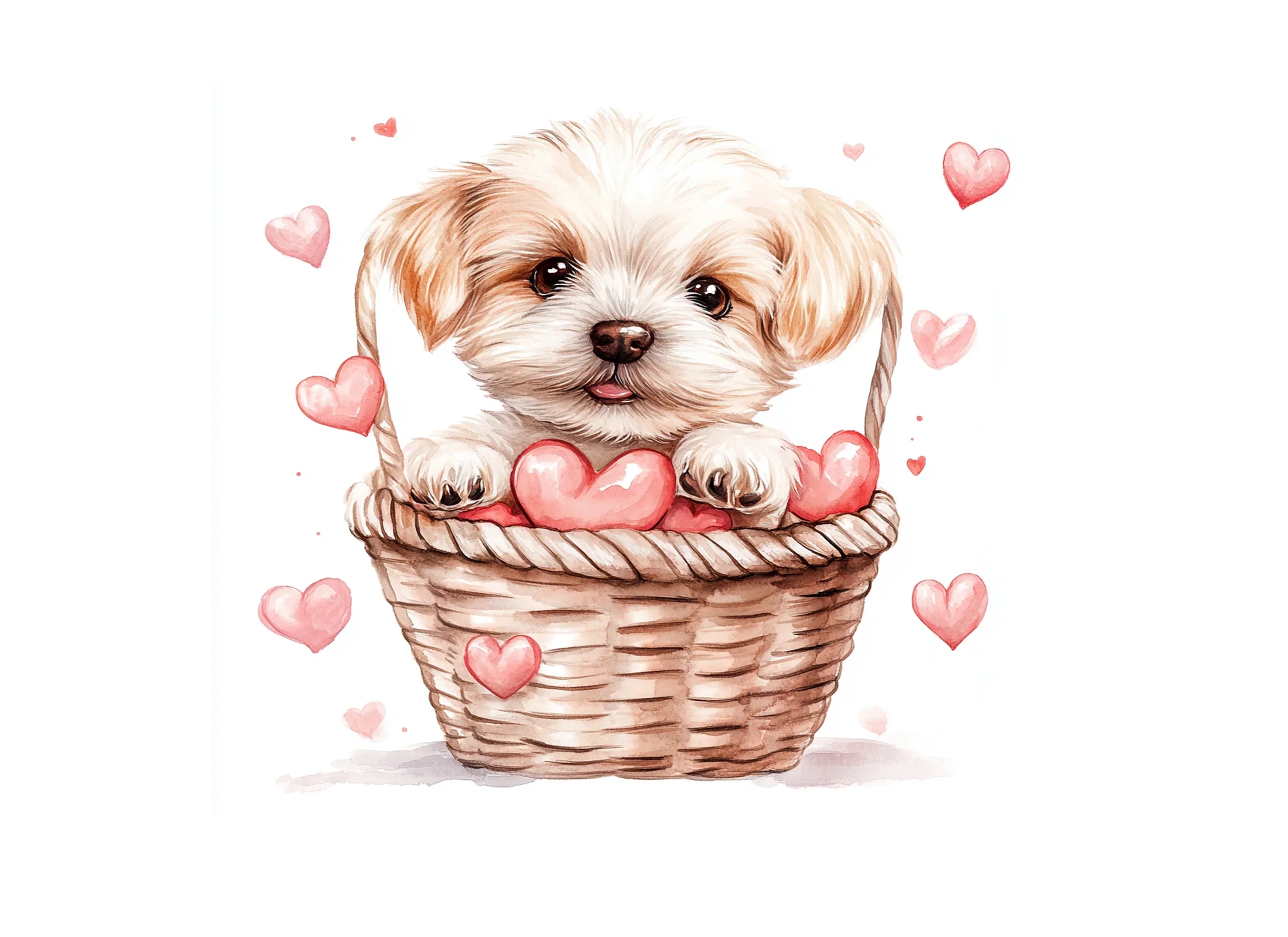 Adorable Puppy Love Baskets Clipart Bundle