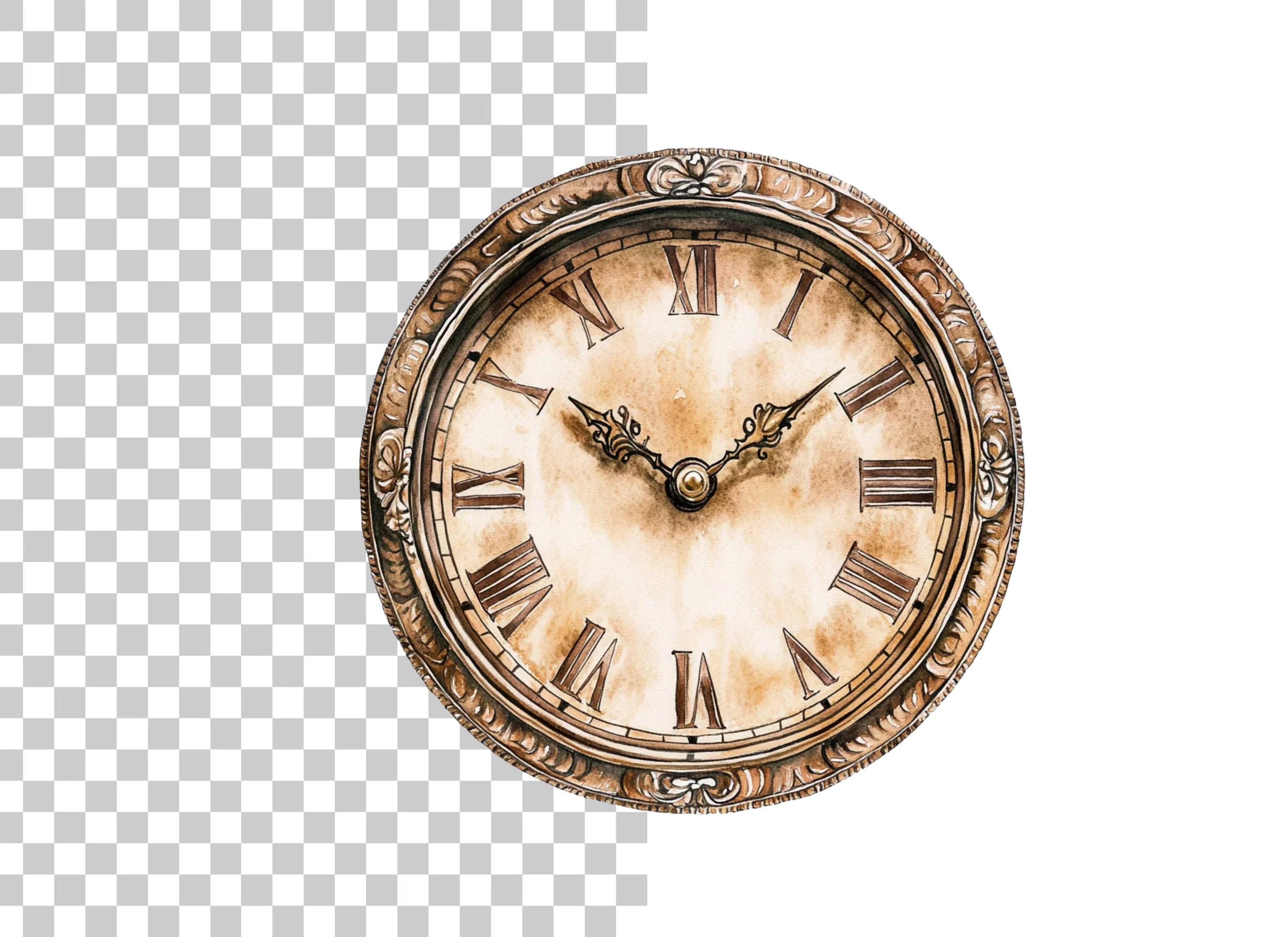 Vintage Clock Faces Clipart Bundle
