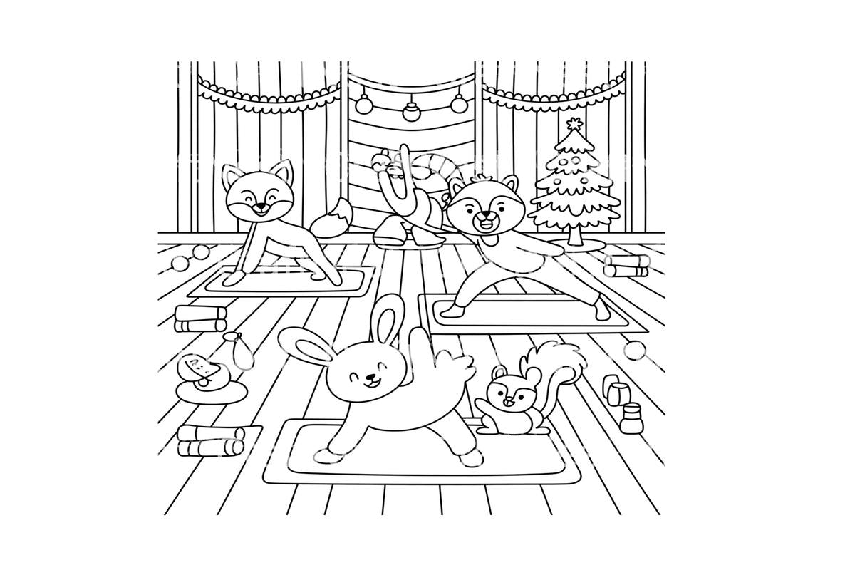Christmas Animals Yoga Coloring Books