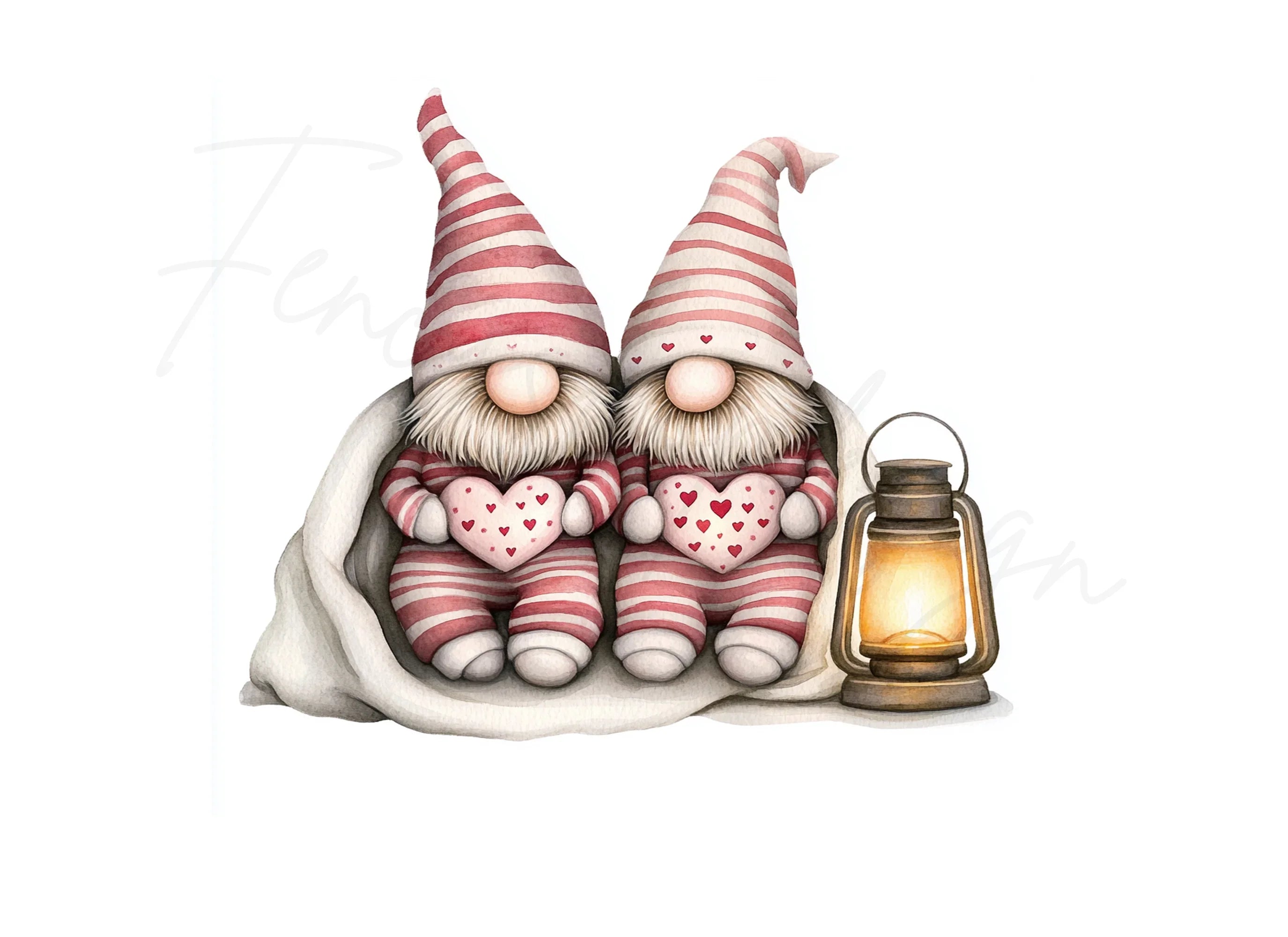 Cute Valentine Gnomes Clipart Bundle