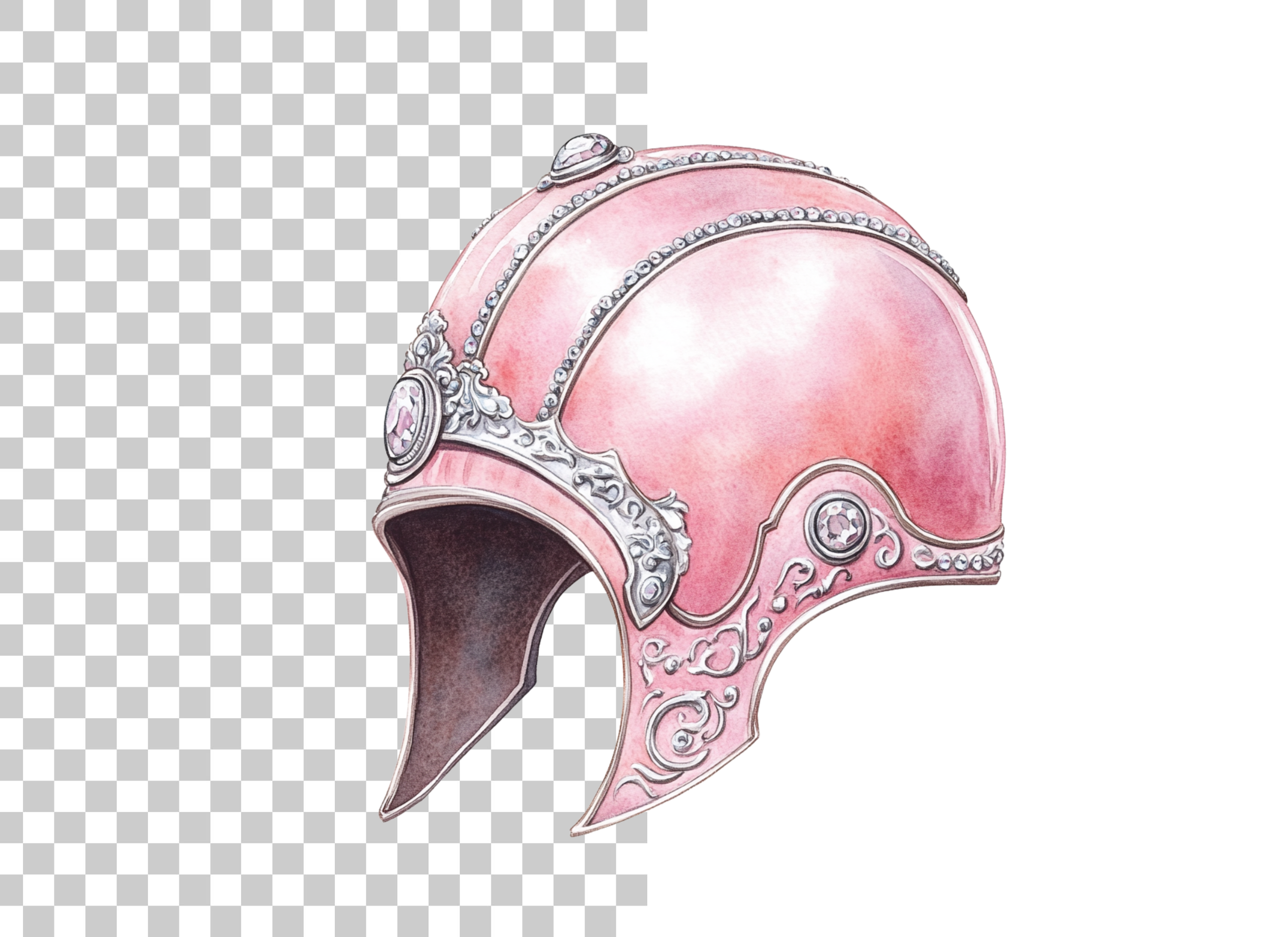 Fantasy Pink Knight Helmets Clipart Bundle