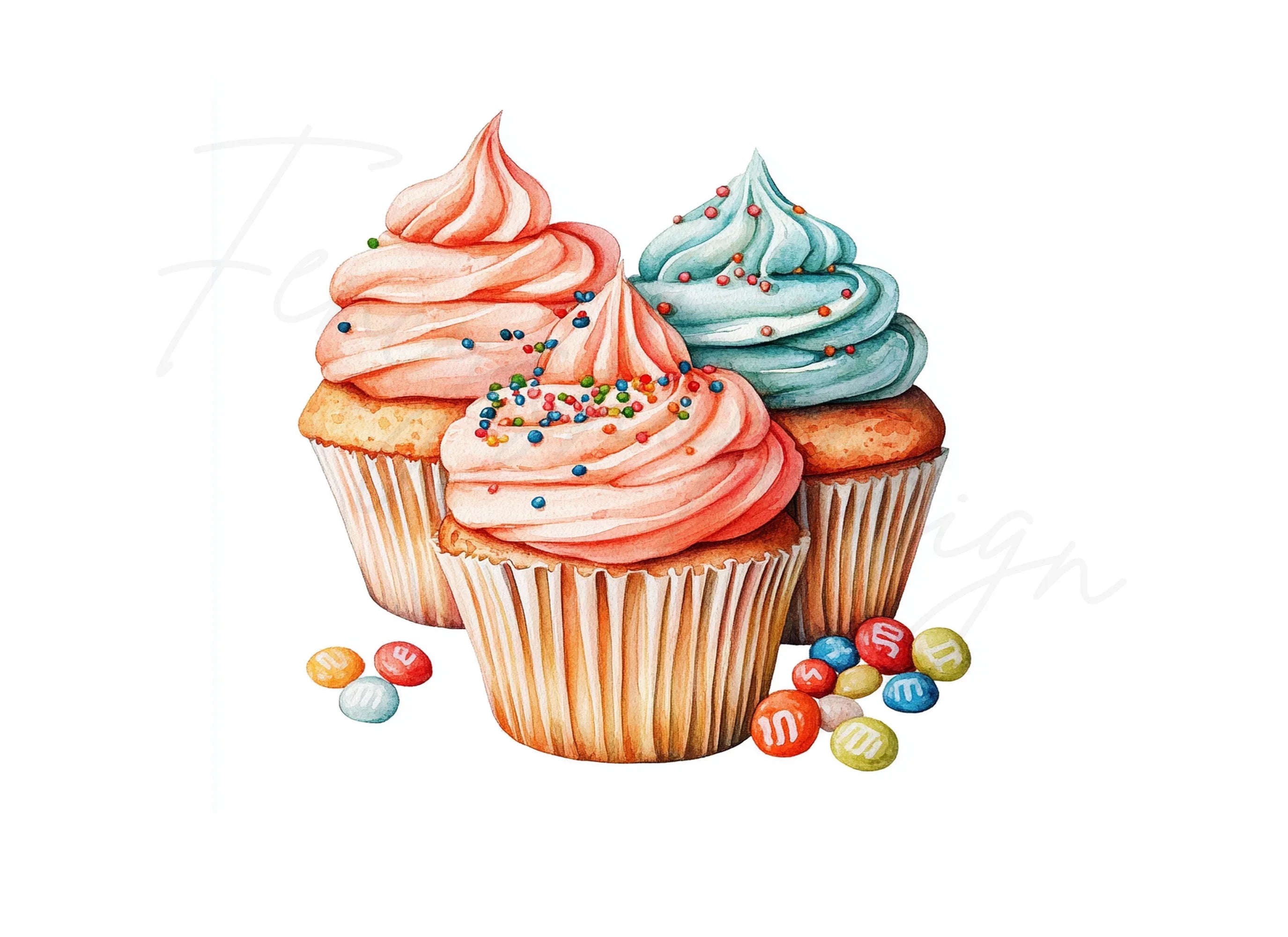 Vibrant Cupcake with Sprinkles Clipart Bundle
