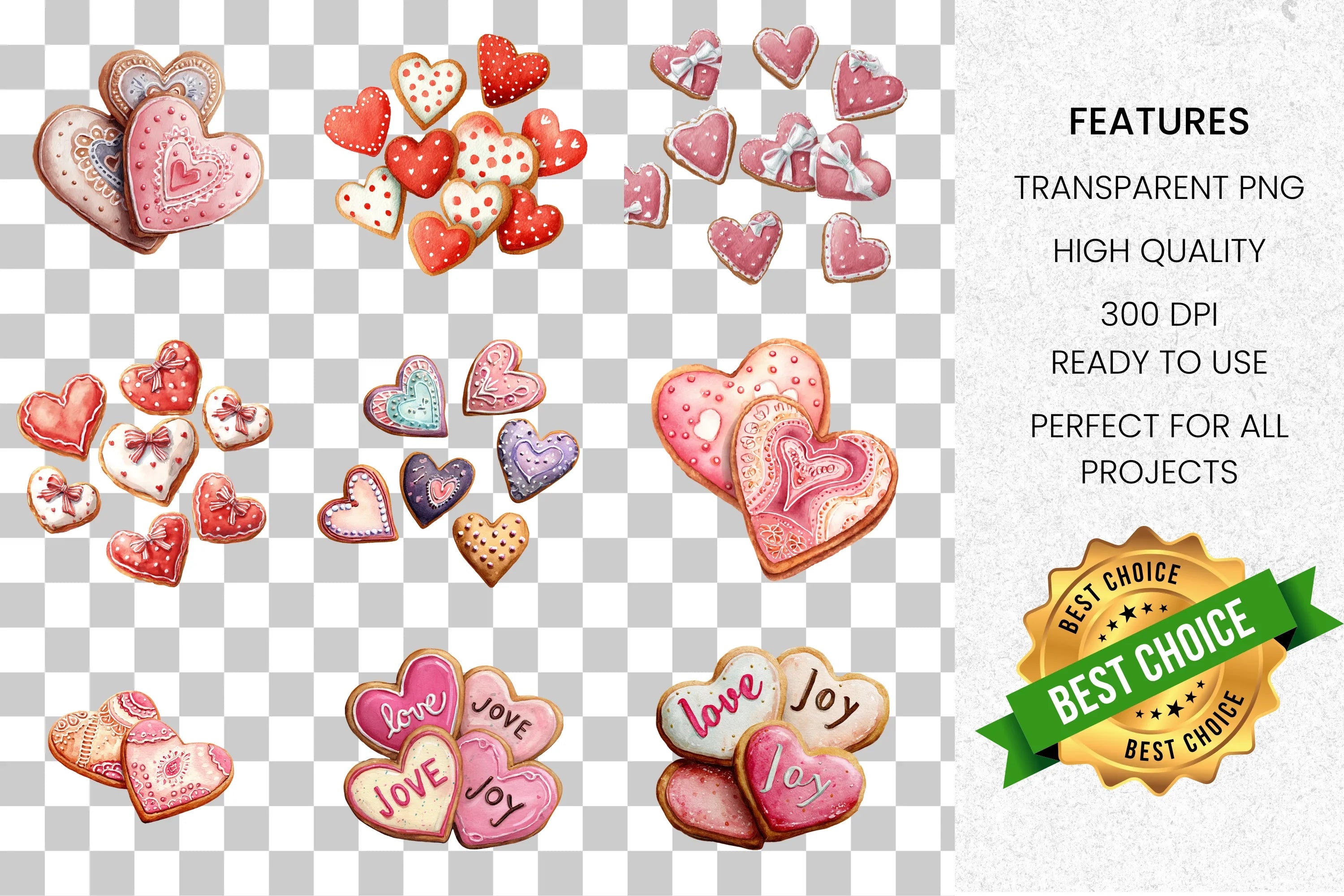 Heart Cookies Clipart Bundle