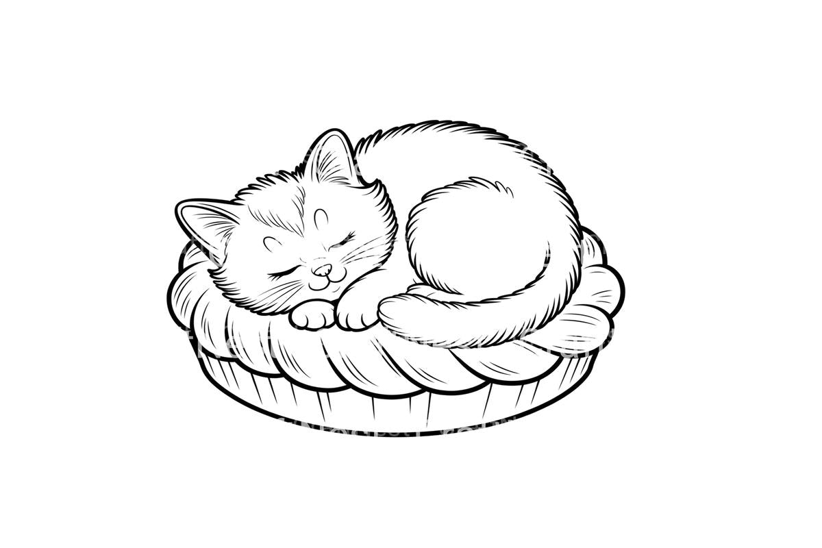 Cute Sleeping Kittens Coloring Books