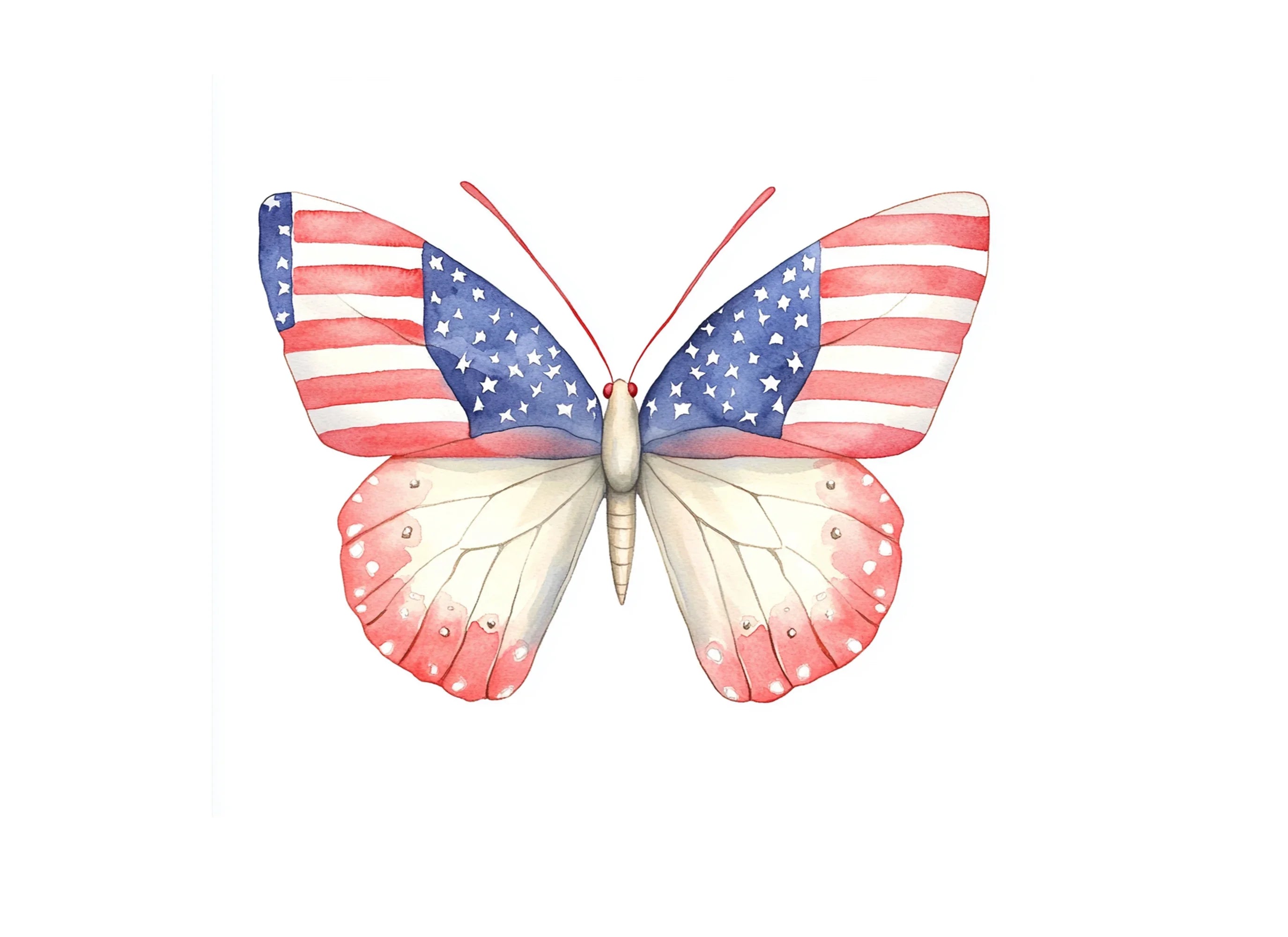 American Flag Butterfly Clipart Bundle