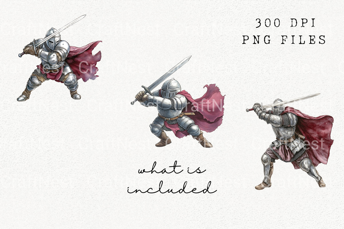 Medieval Knight Warrior Clipart Bundle
