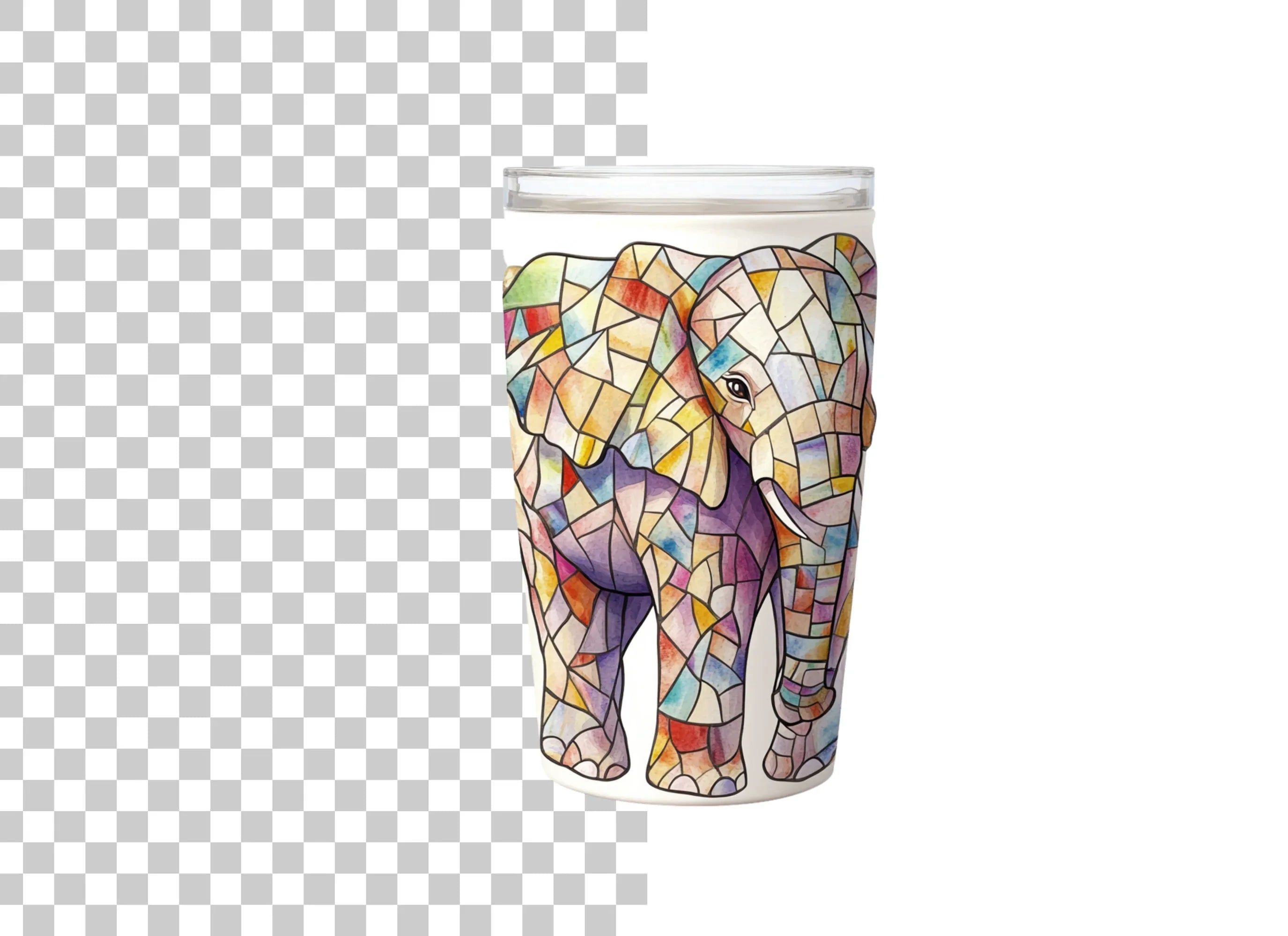 Baby Elephant Stained Glass Clipart Bundle