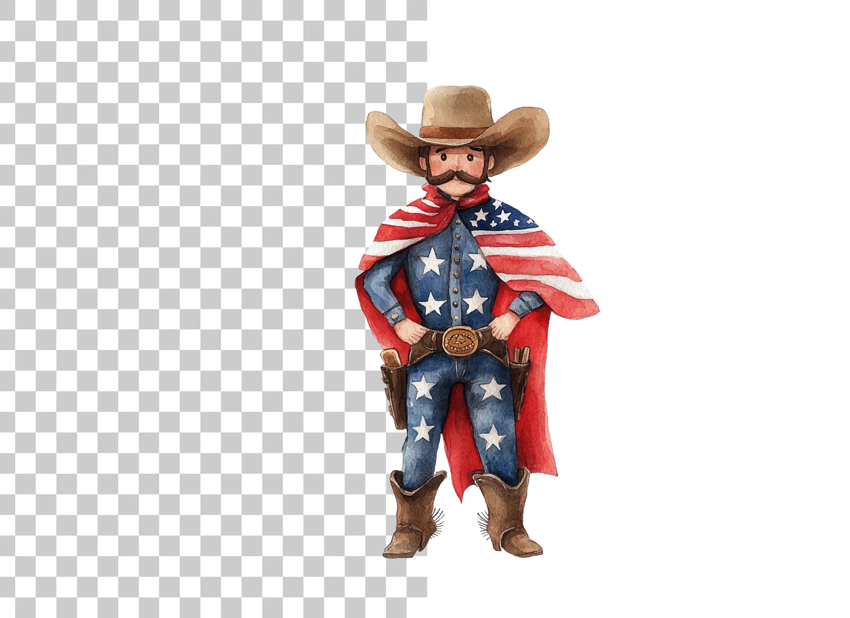 American Cowboy Superhero Clipart Bundle