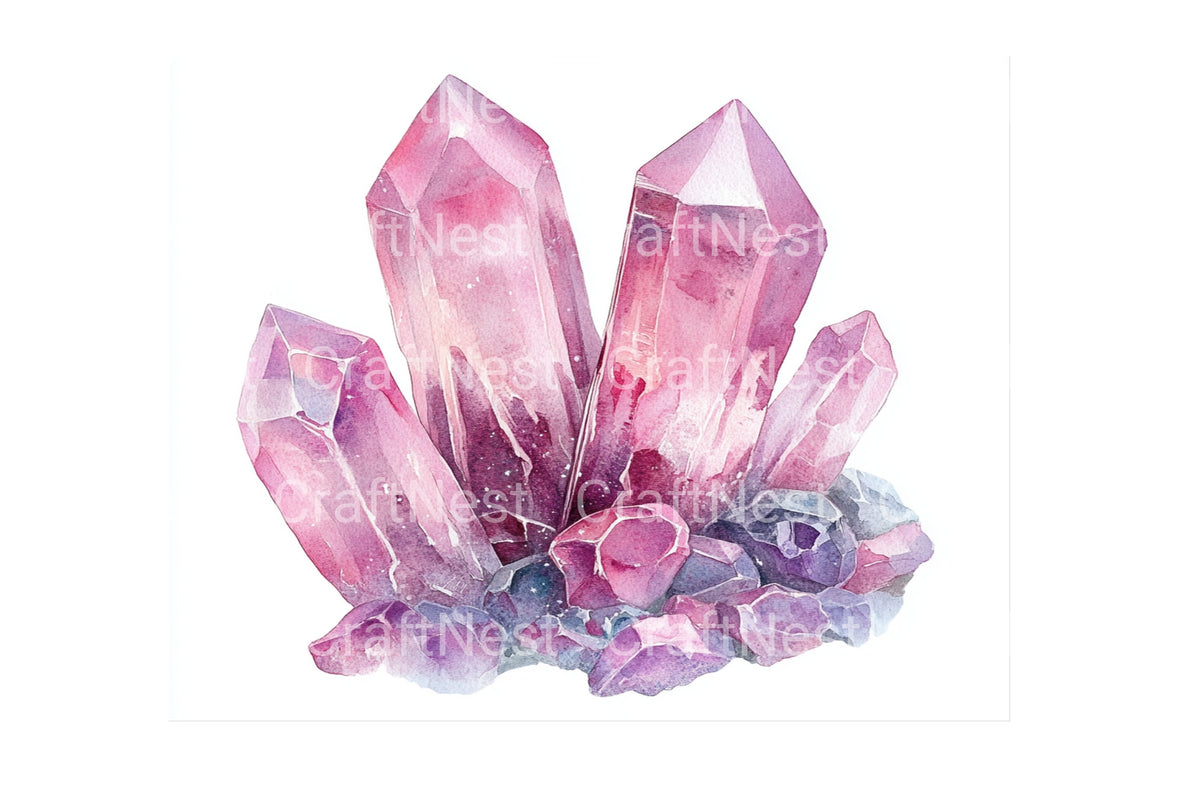 Pink Crystal Cluster Creations Clipart Bundle