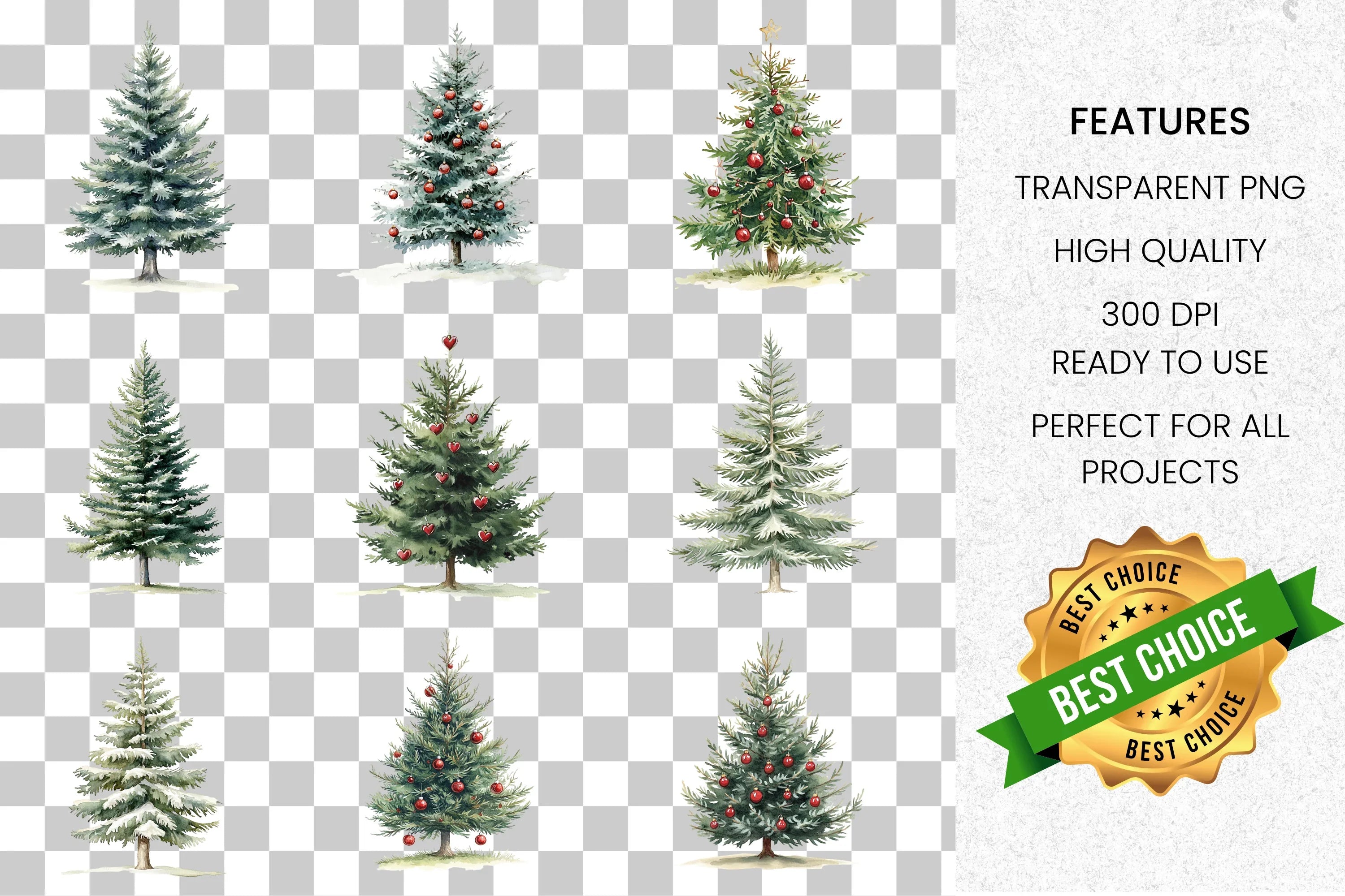 Christmas Tree Clipart Bundle