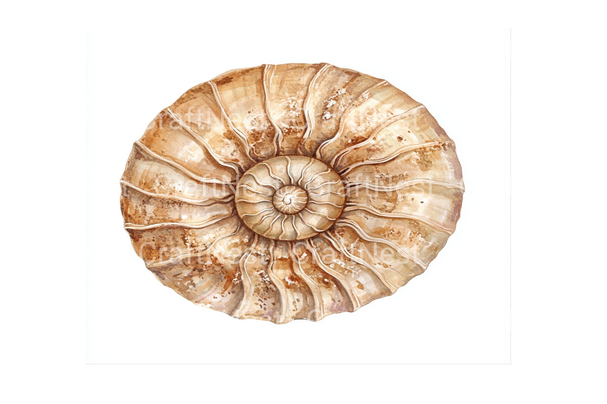 Ancient Ammonite Shells Illustrations Clipart Bundle
