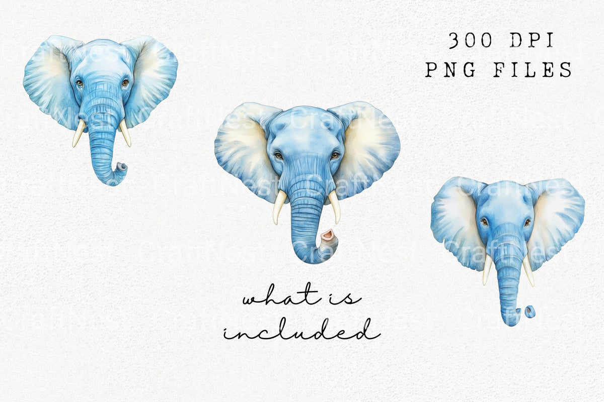 Realistic Blue Elephant Head Clipart Planner