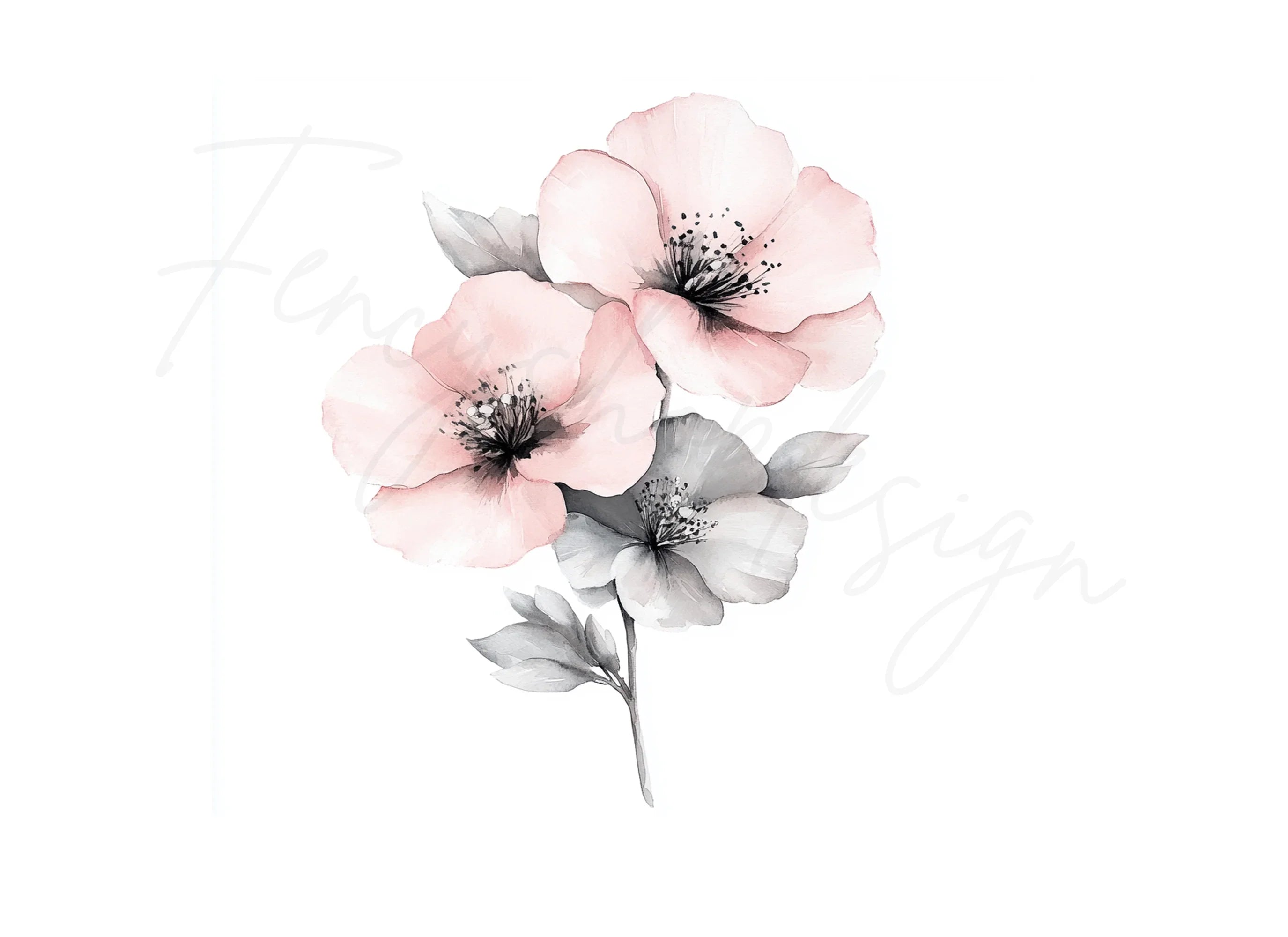Elegant Pink Floral Clipart Bundle
