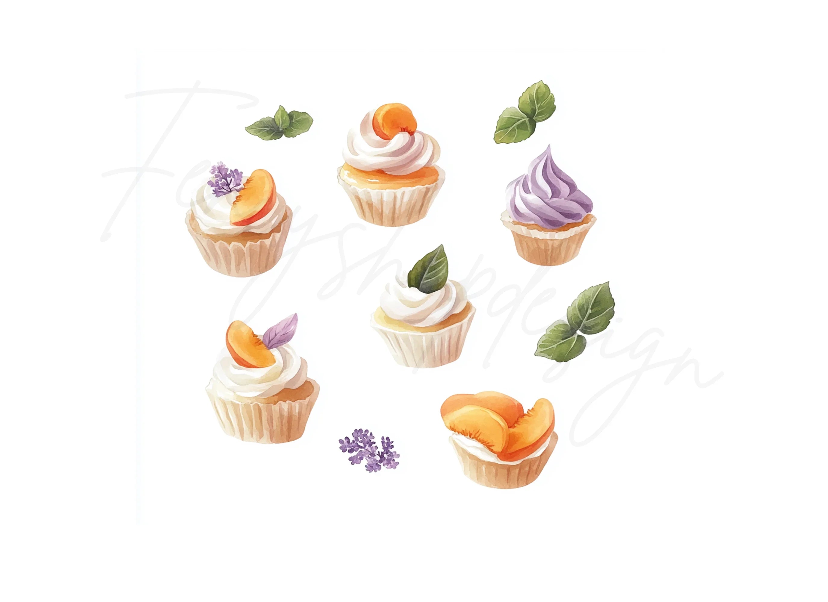 Delicate Cupcake Clipart Bundle