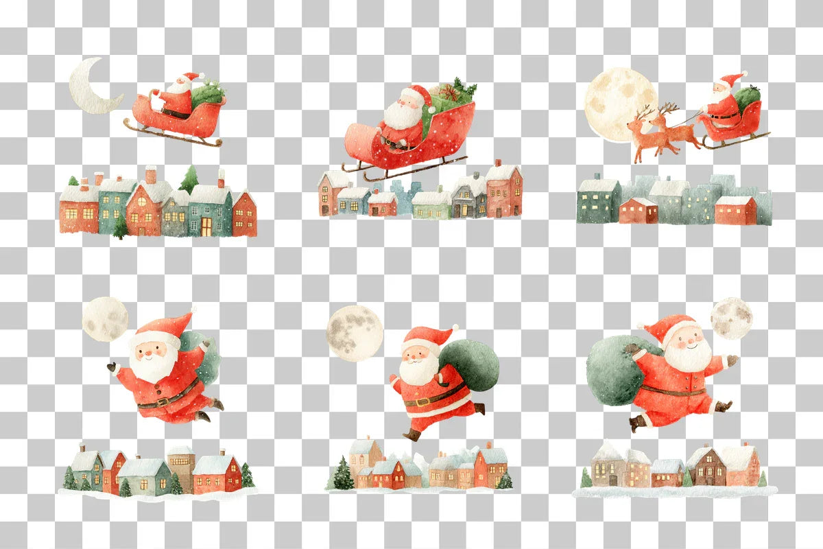 Santa Flying Clipart Bundle - CraftNest - Digital Crafting and Art