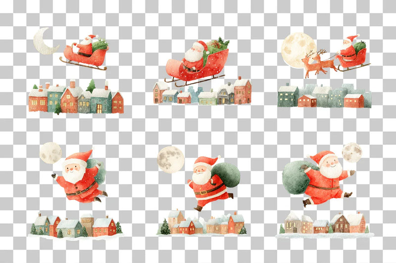 Santa Flying Clipart Bundle - CraftNest - Digital Crafting and Art