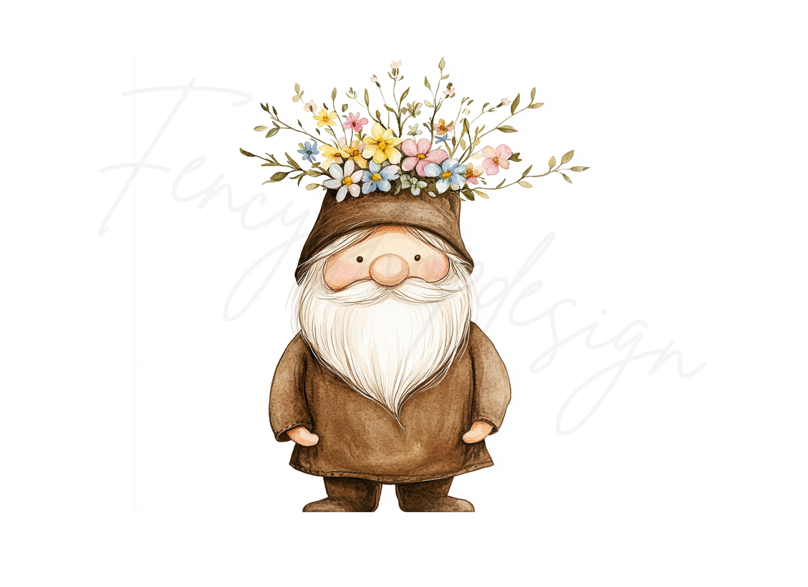 Whimsical Floral Gnomes Clipart Bundle