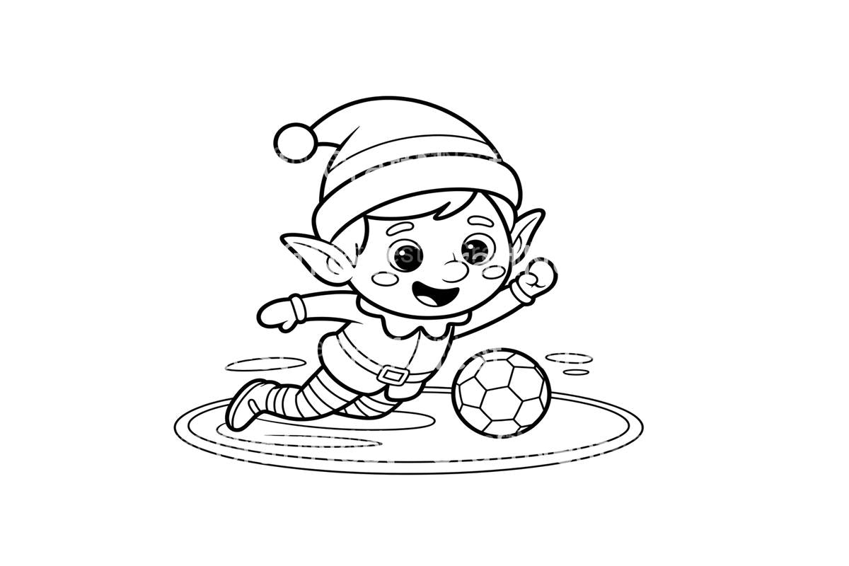 Elf Soccer Fun for Kids Coloring Books