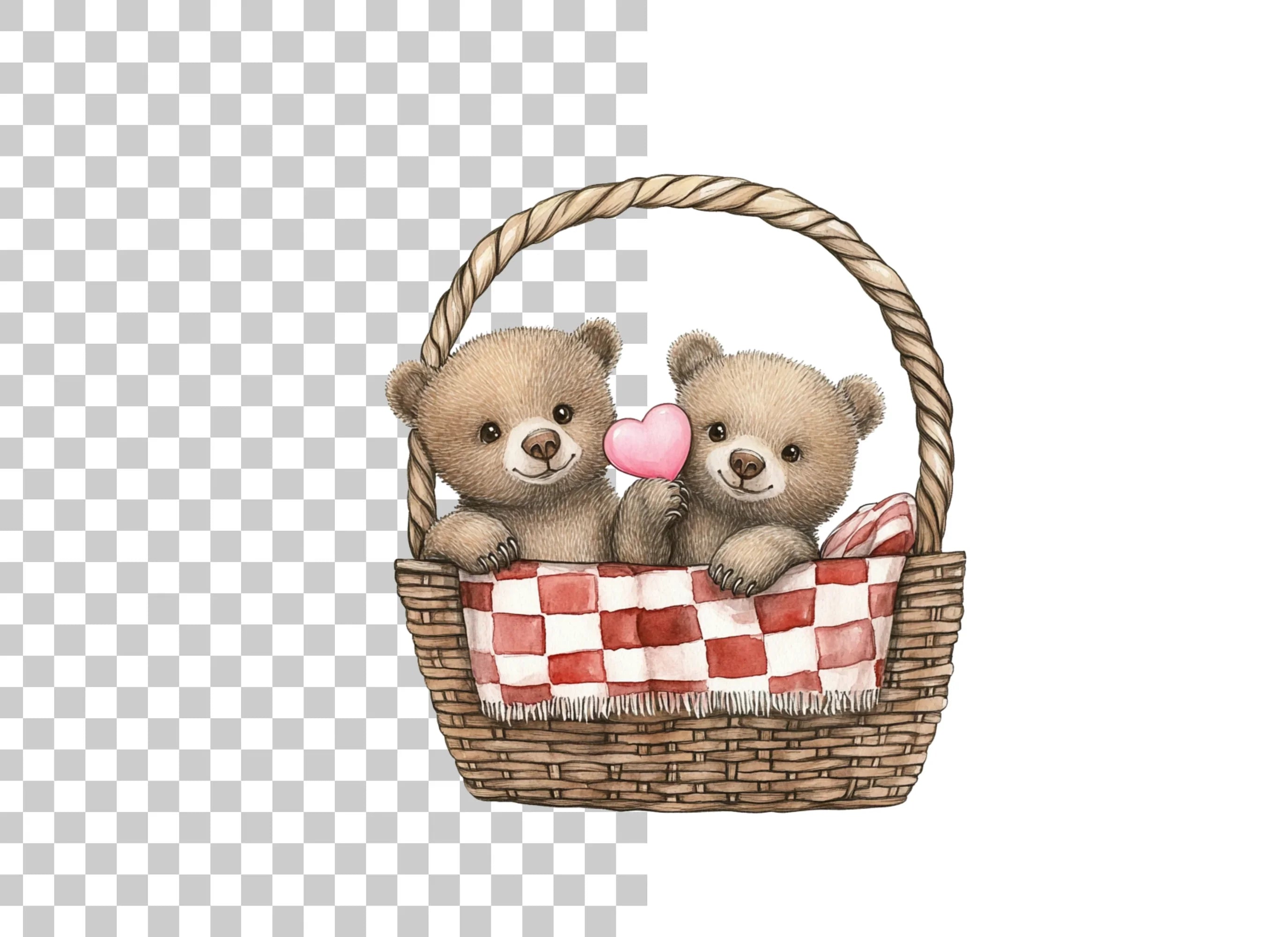 Teddy Bears in Basket Clipart Bundle