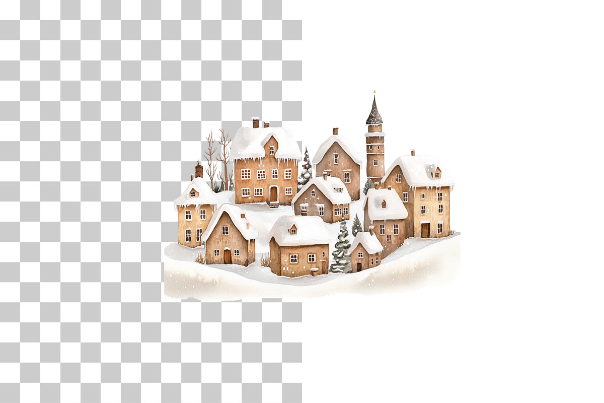 Snowy Christmas Village Clipart Bundle