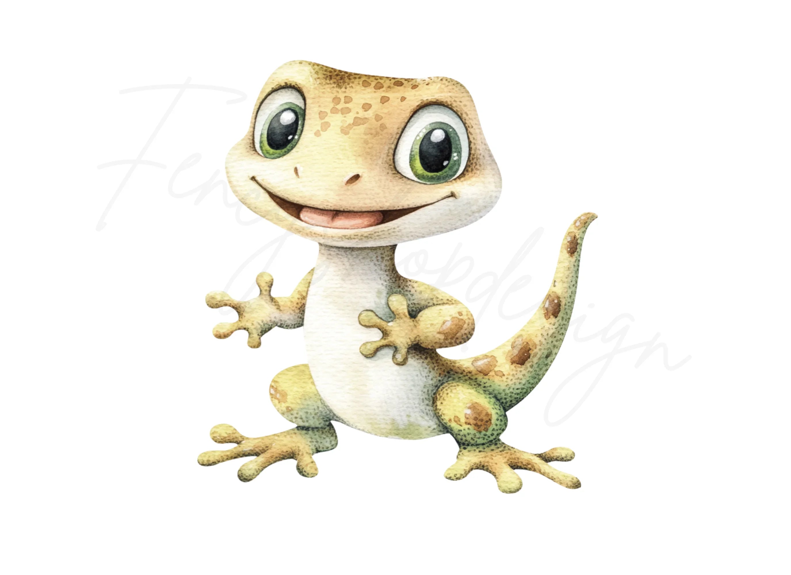 Happy Gecko Lizard Cartoon Clipart Bundle