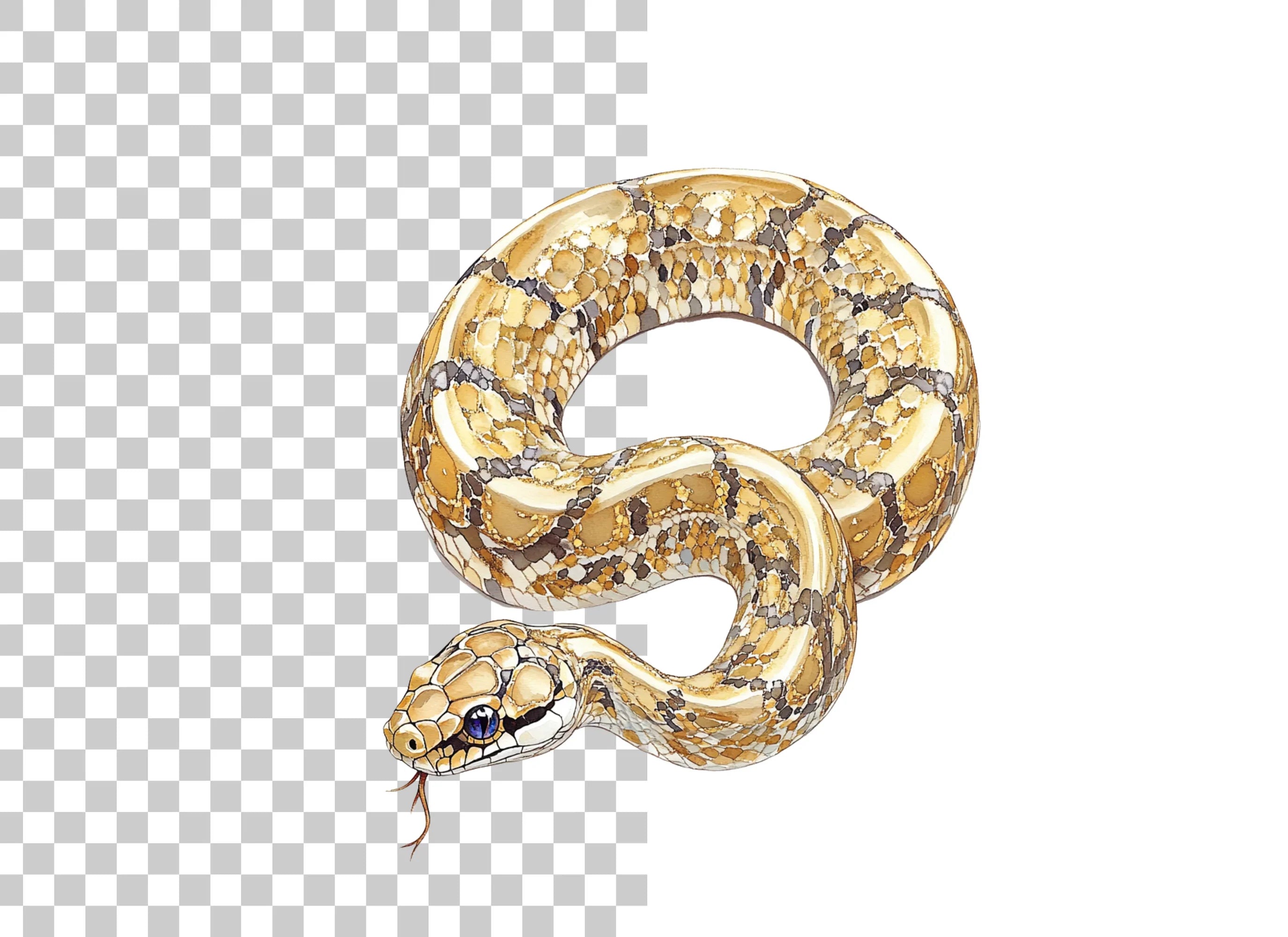 Golden Patterned Snake Clipart Bundle