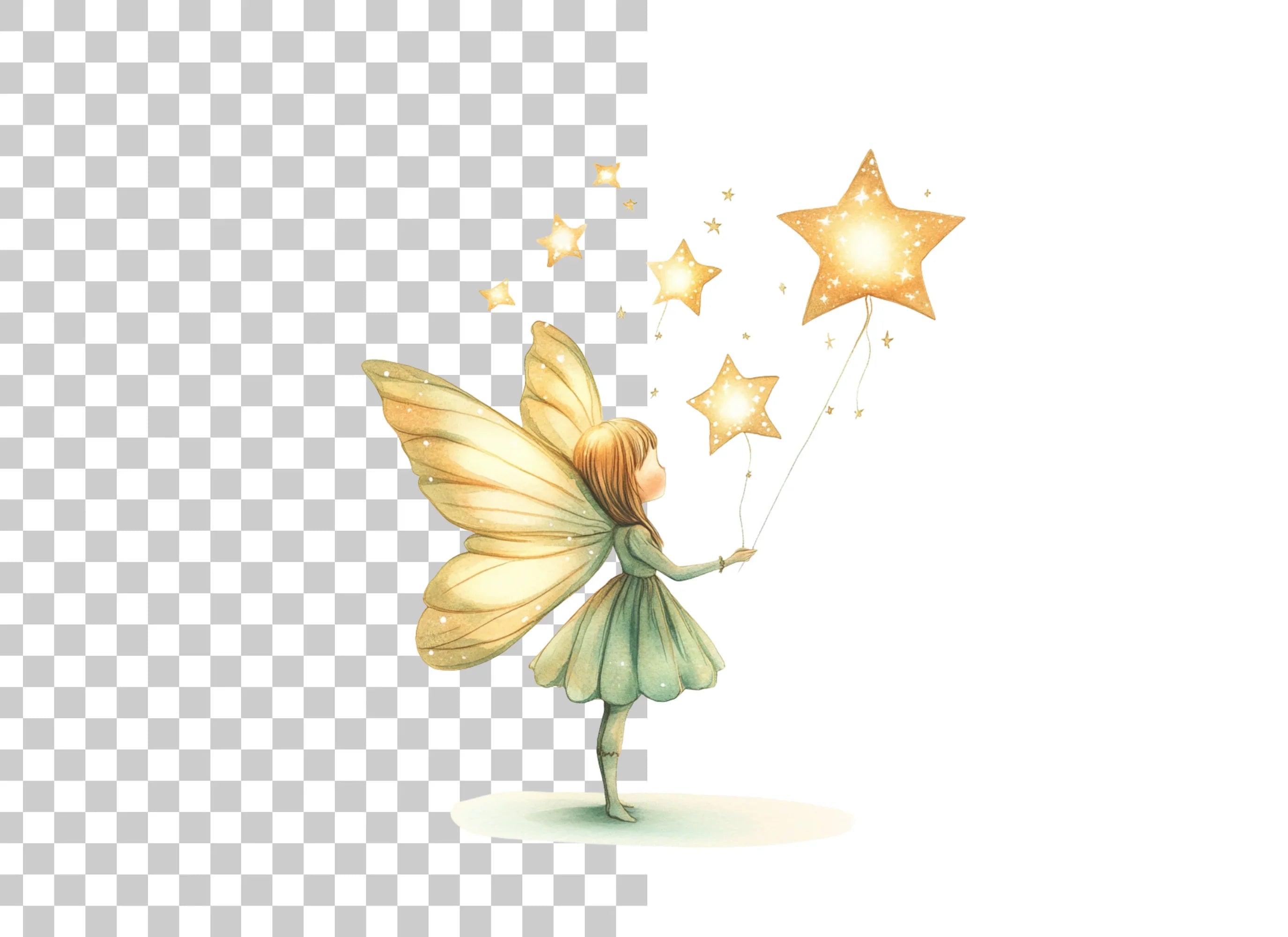Fairy Holding Star Wand Clipart Bundle