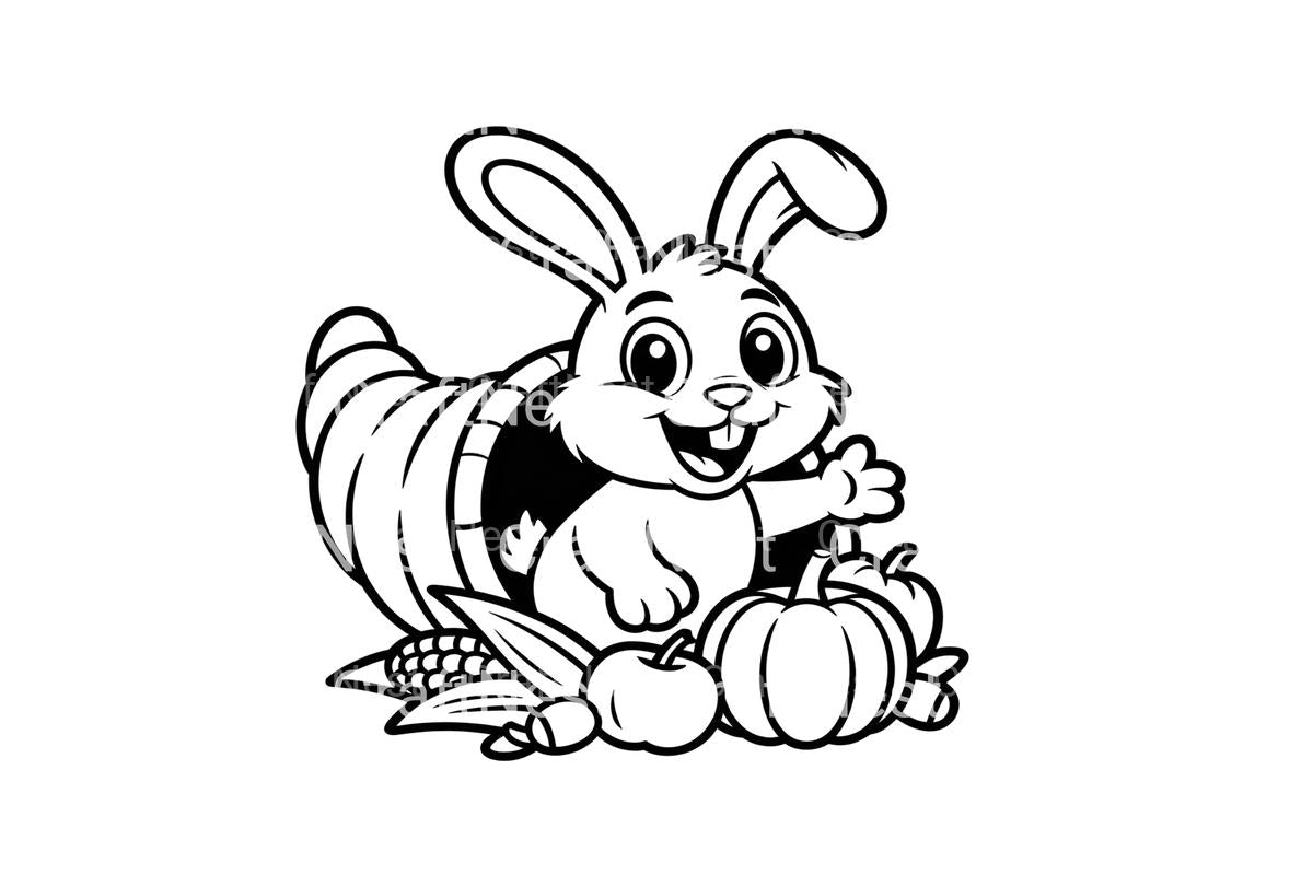Thanksgiving Bunny Cornucopia Coloring Books