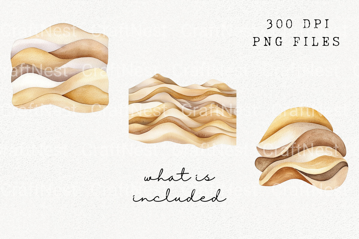 Abstract Wavy Sand Dunes Clipart Bundle