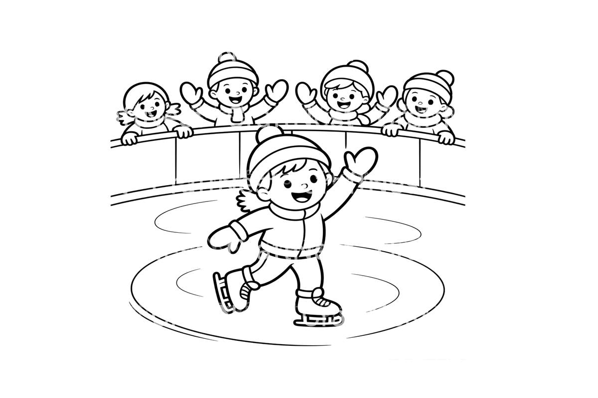 Kids Ice Skating Winter Coloring Books