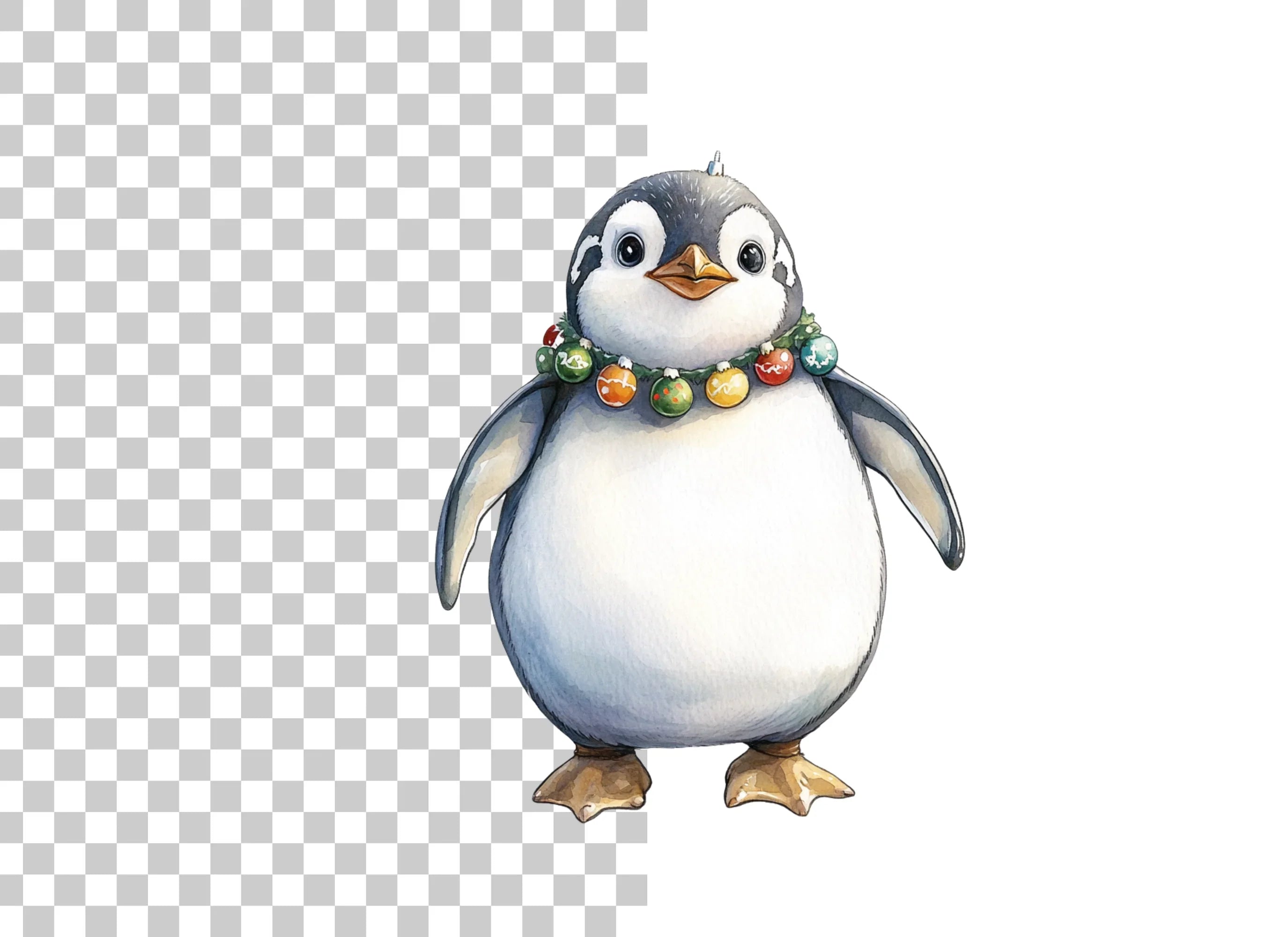 Festive Penguin Ornaments Clipart Bundle