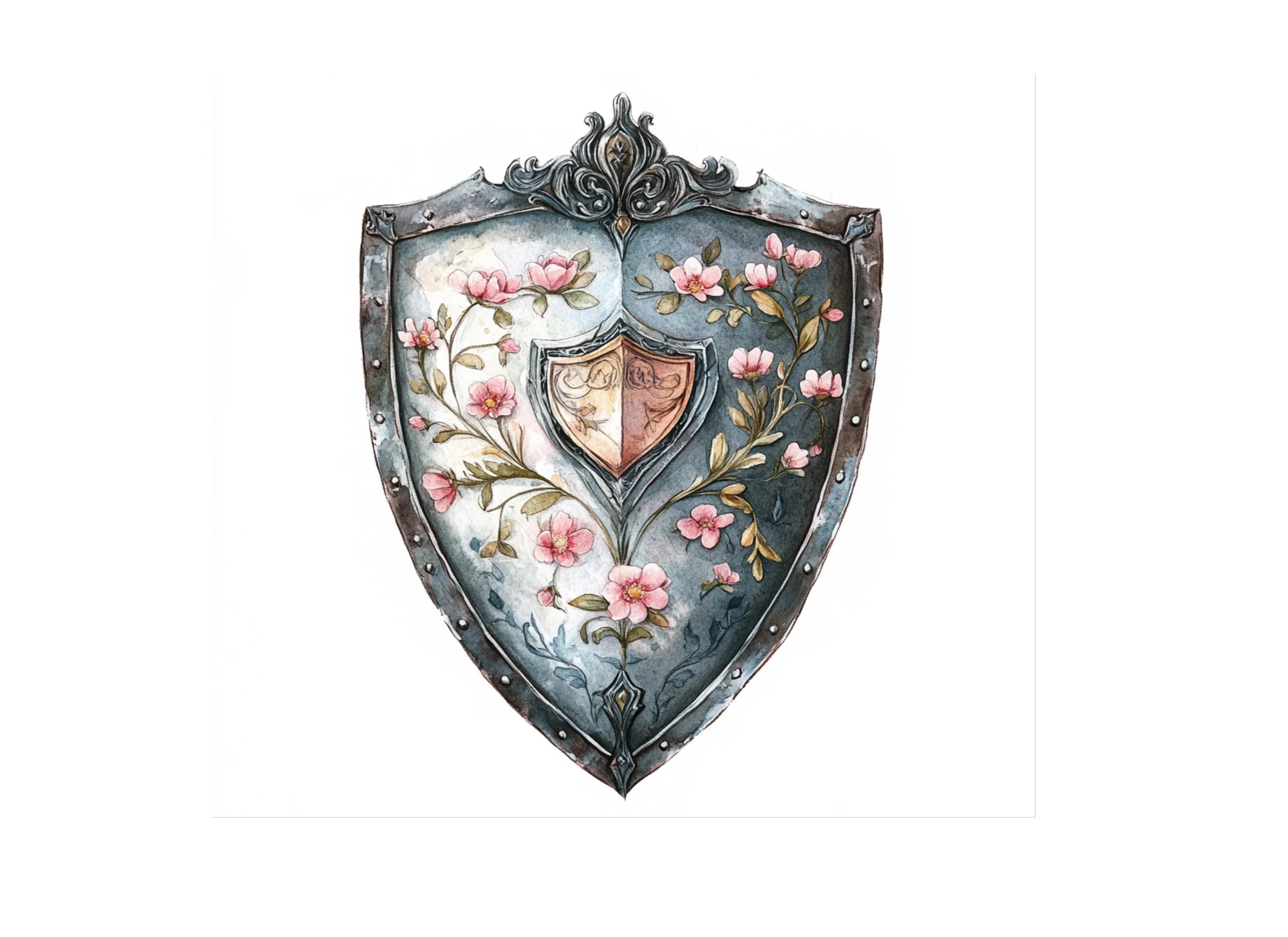 Floral Shield Clipart Bundle