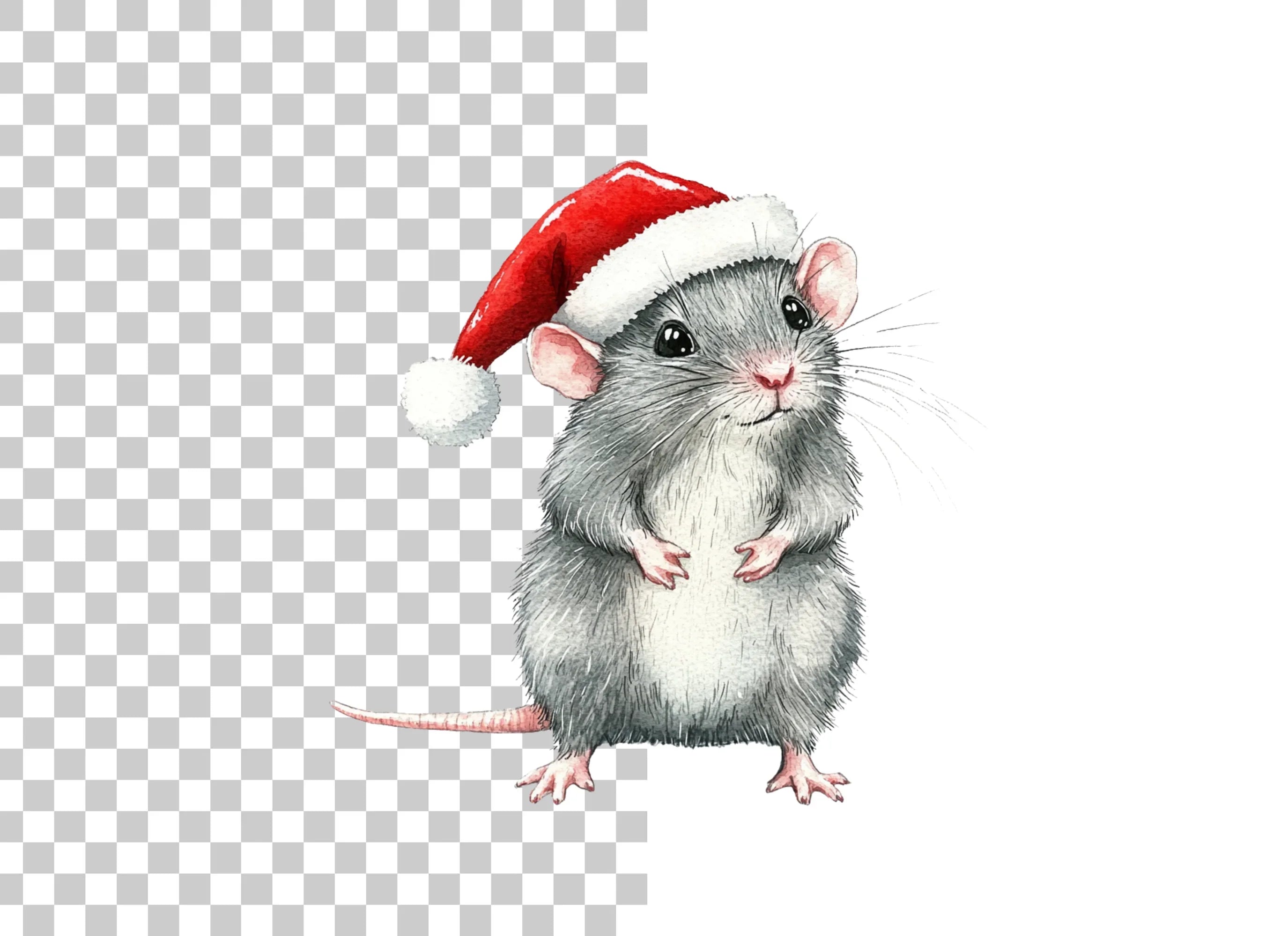 Christmas Mice with Santa Hats Clipart Bundle
