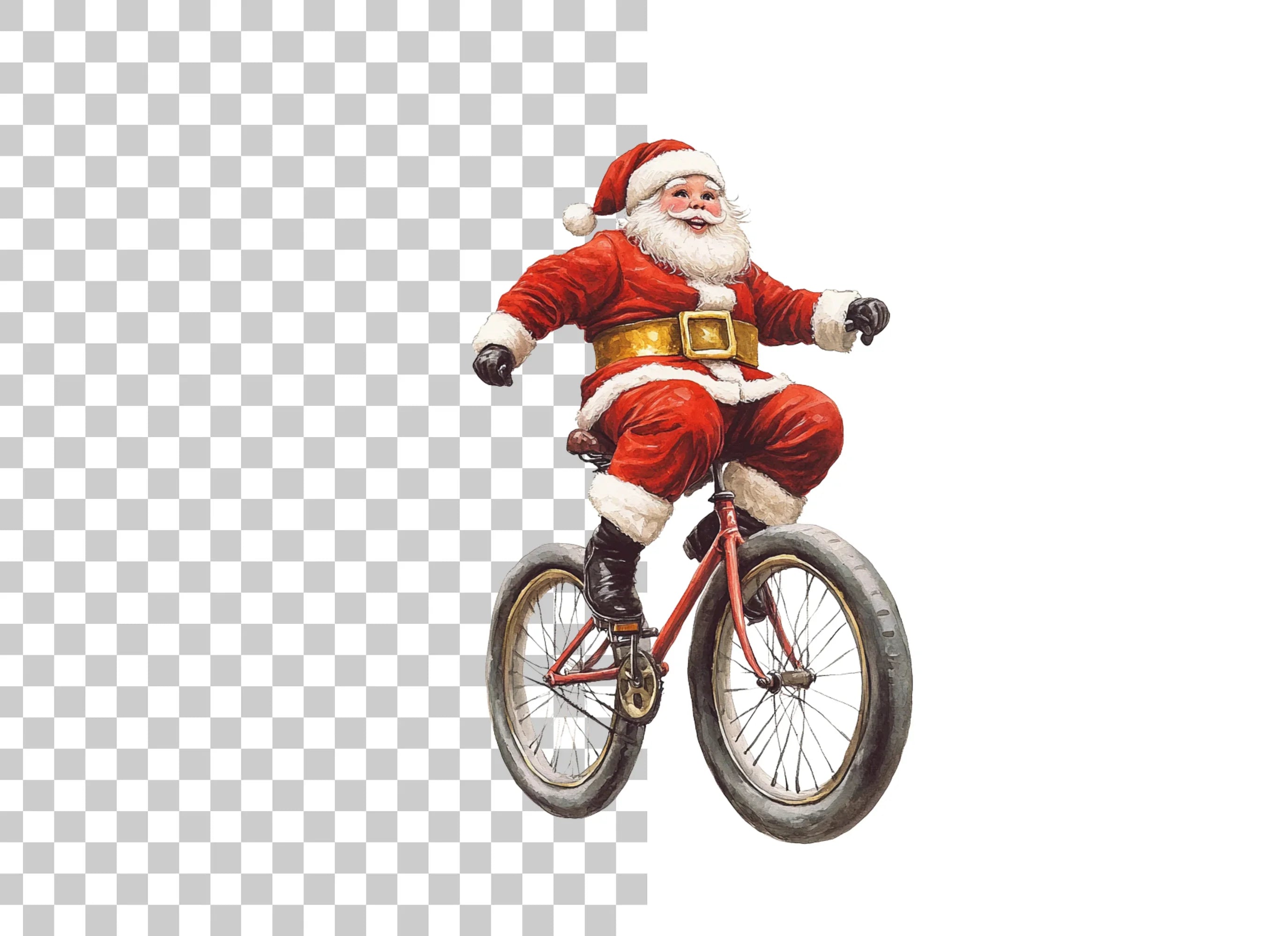 Santa Claus Riding Bicycle Clipart Bundle