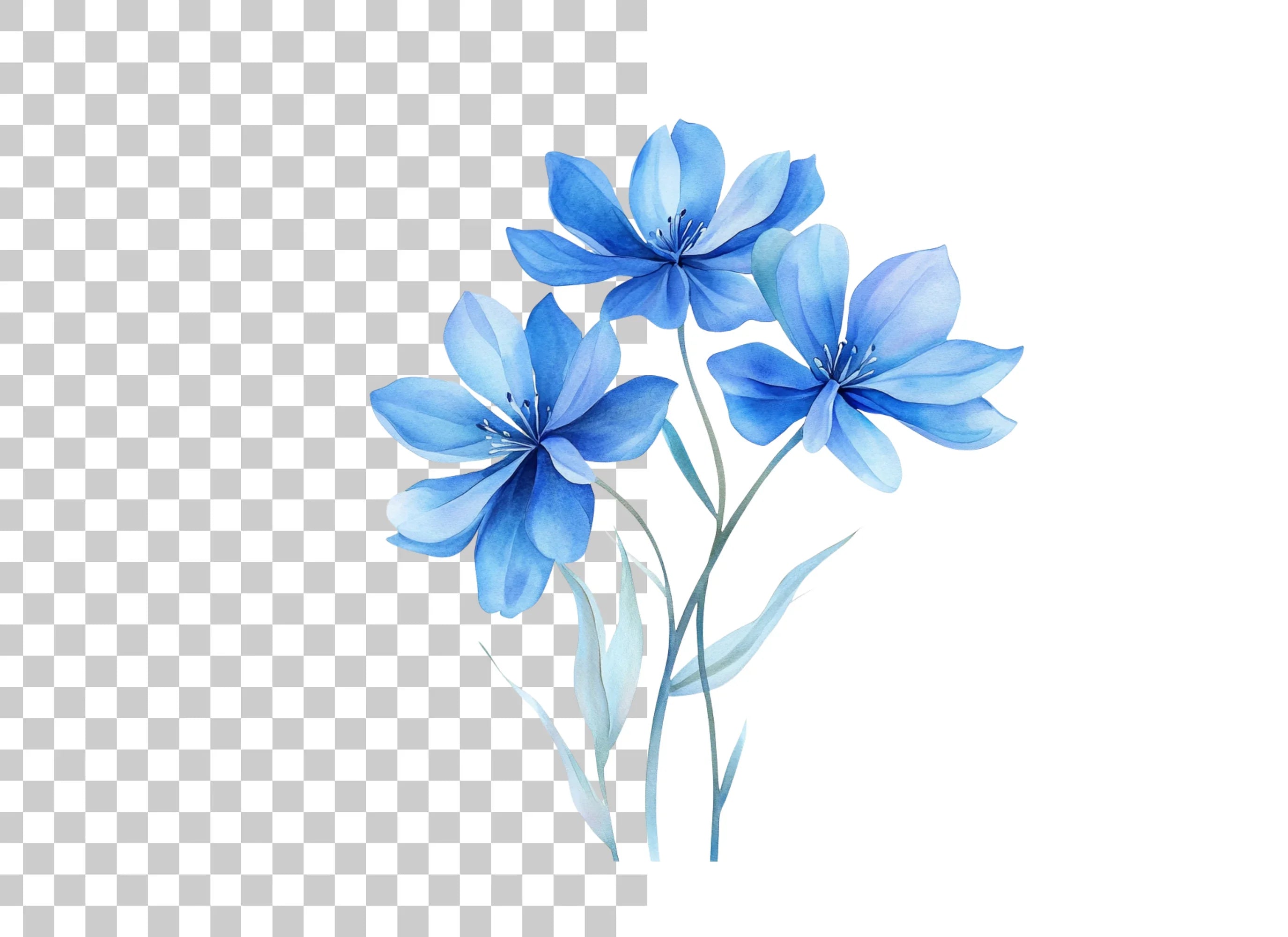 Blue Flowers Clipart Bundle