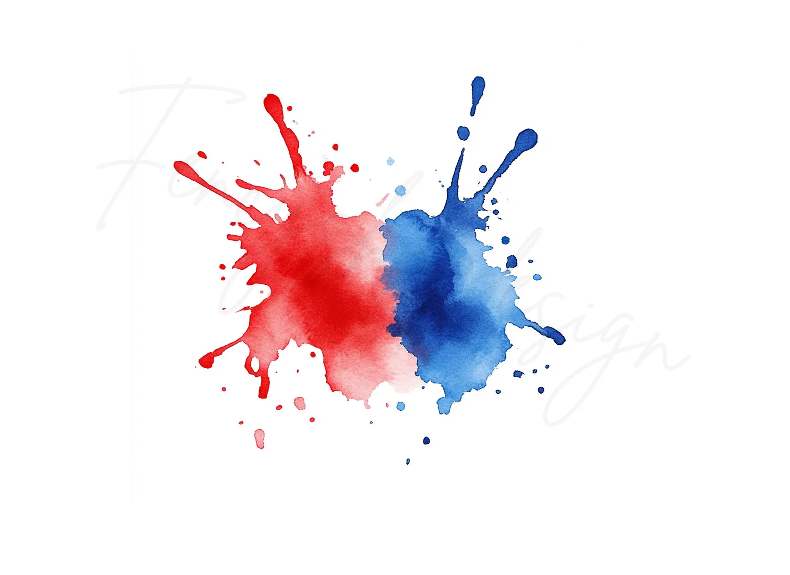 Red and Blue Splashes Clipart Bundle