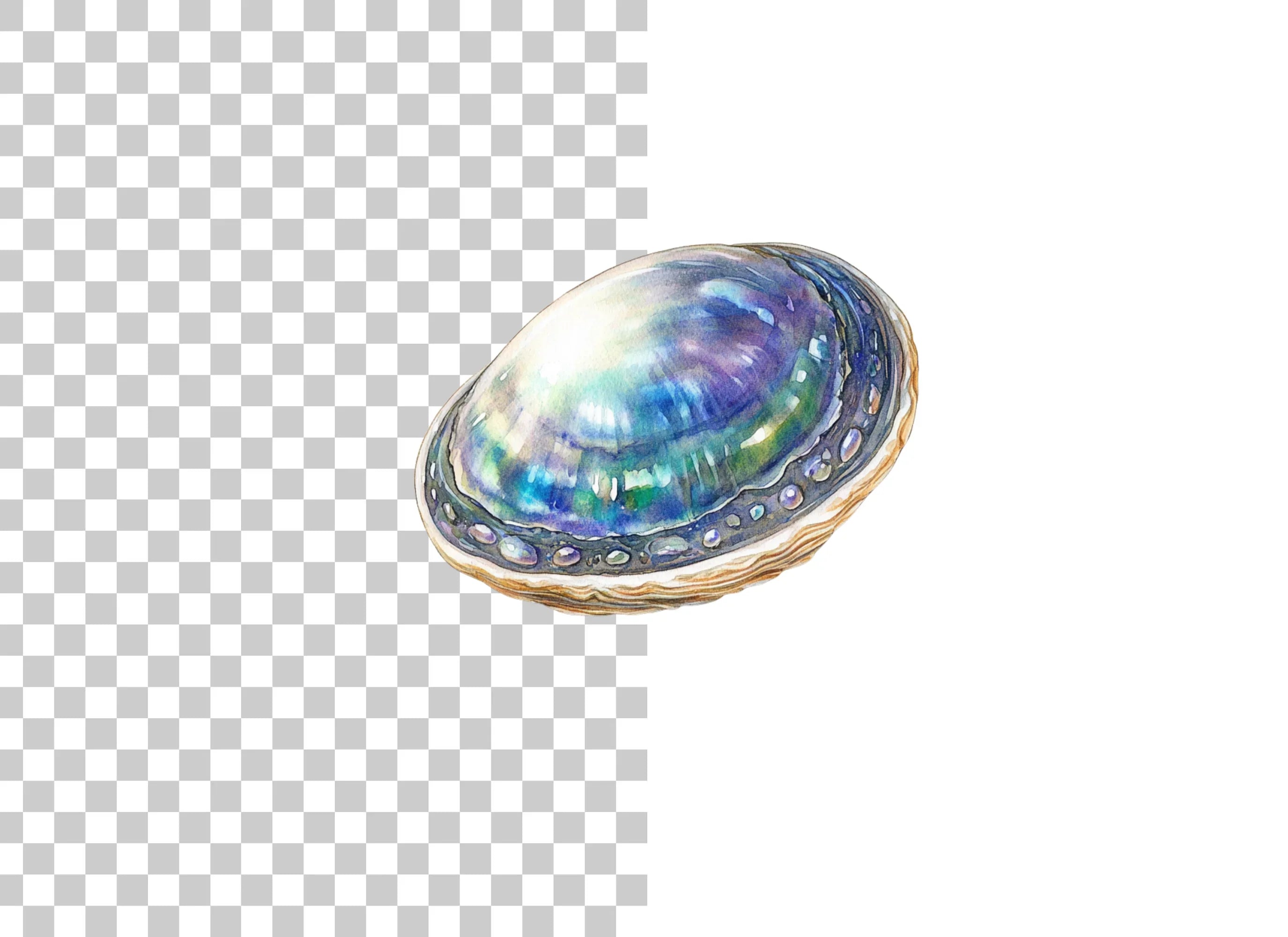 Iridescent Abalone Shells Clipart Bundle