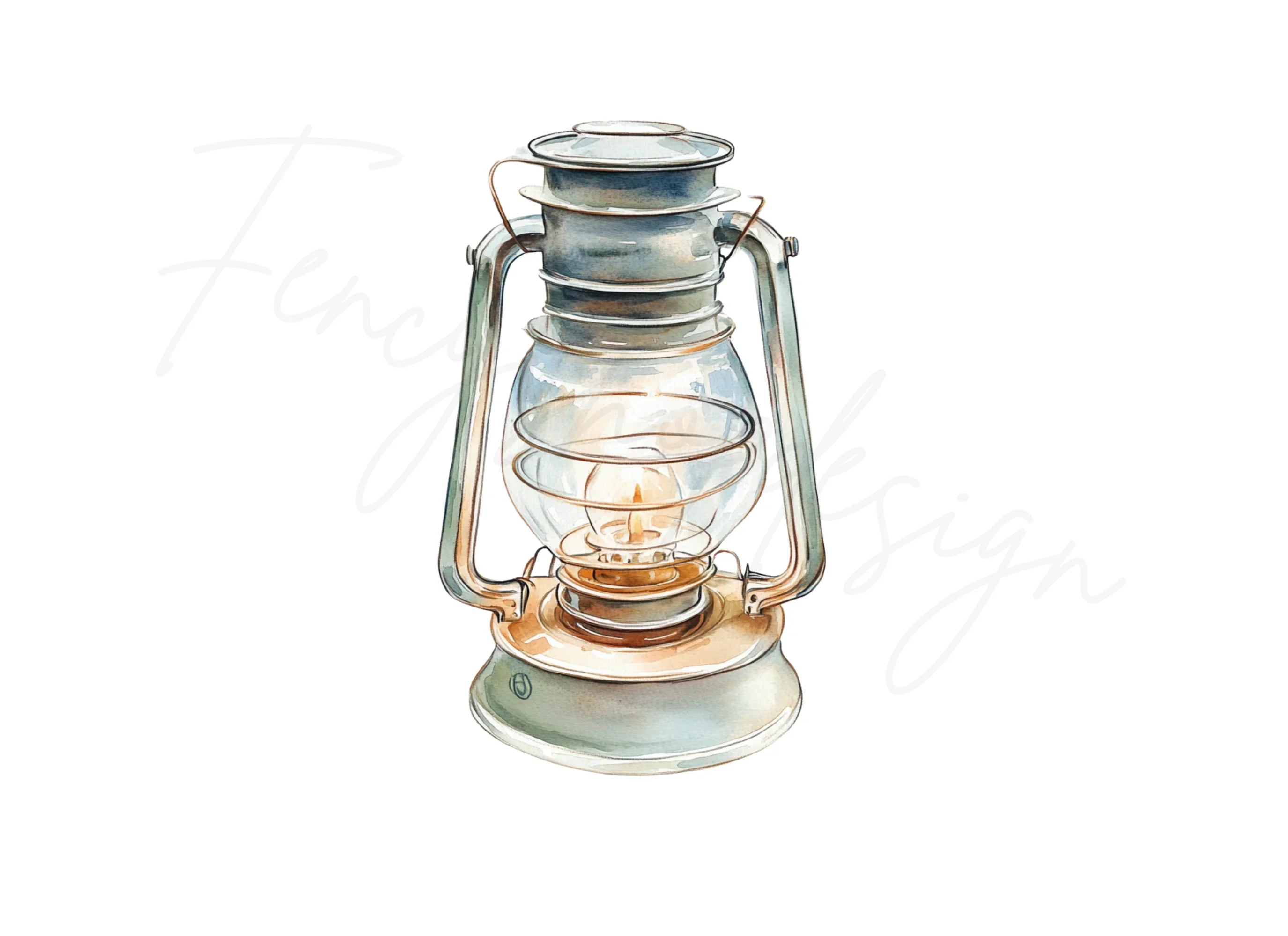 Rustic Oil Lamp Clipart Bundle