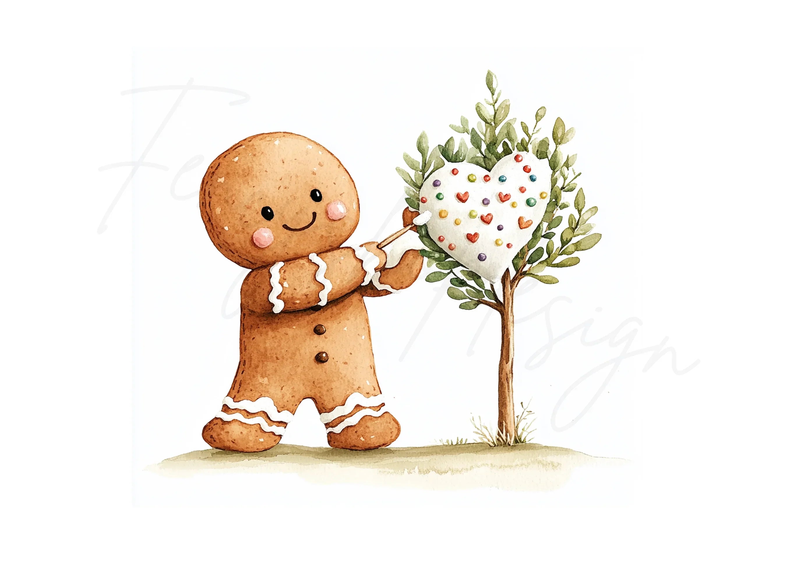 Gingerbread Man Heart Tree Clipart Bundle