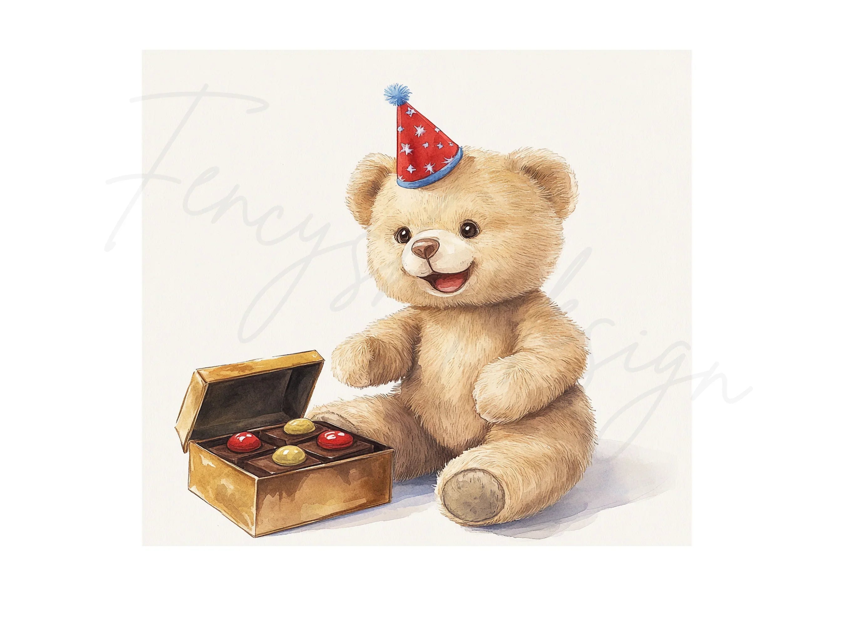 Birthday Bear with Chocolates Clipart Bundle