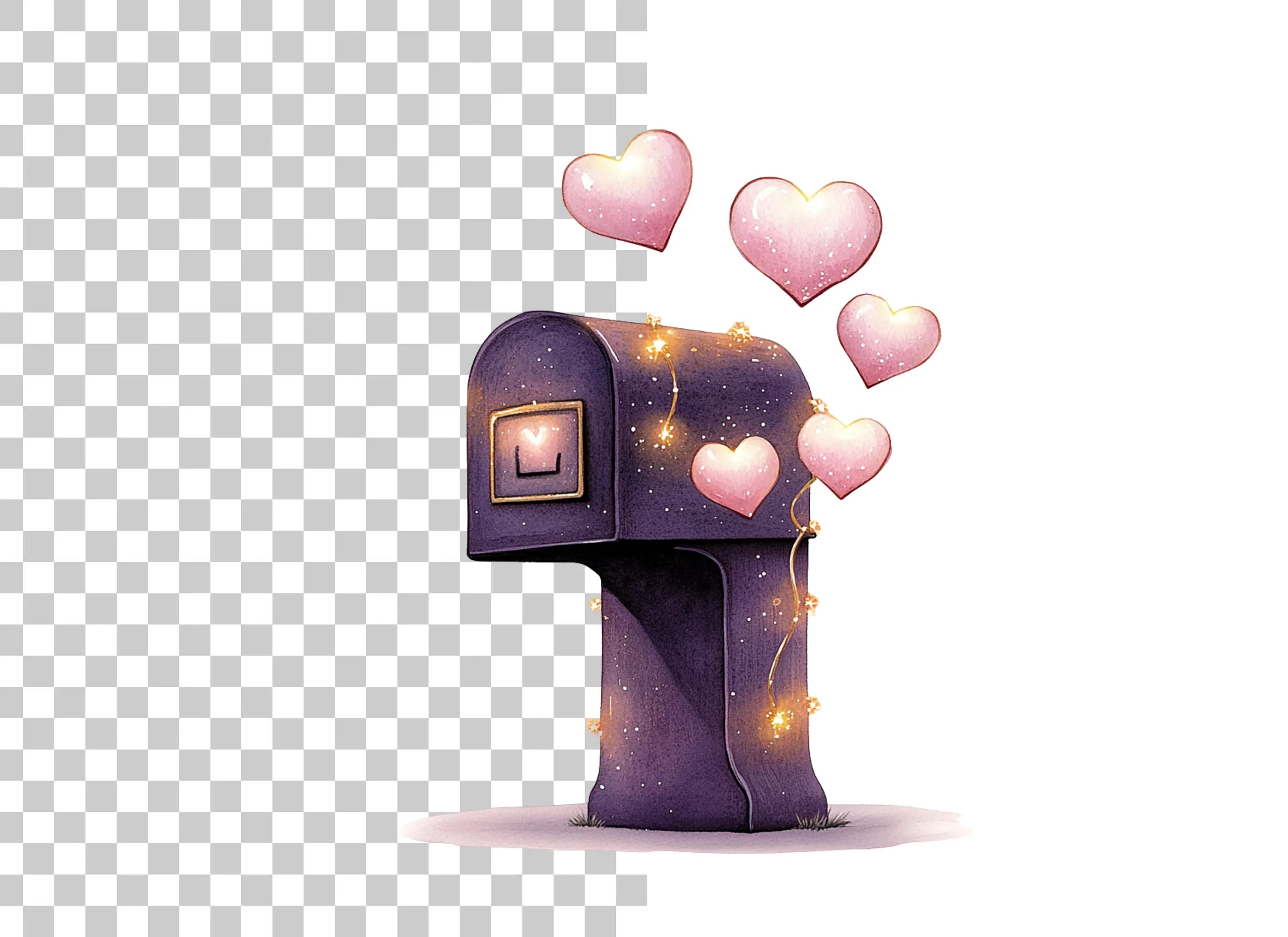Valentine Mailbox Hearts Clipart Bundle