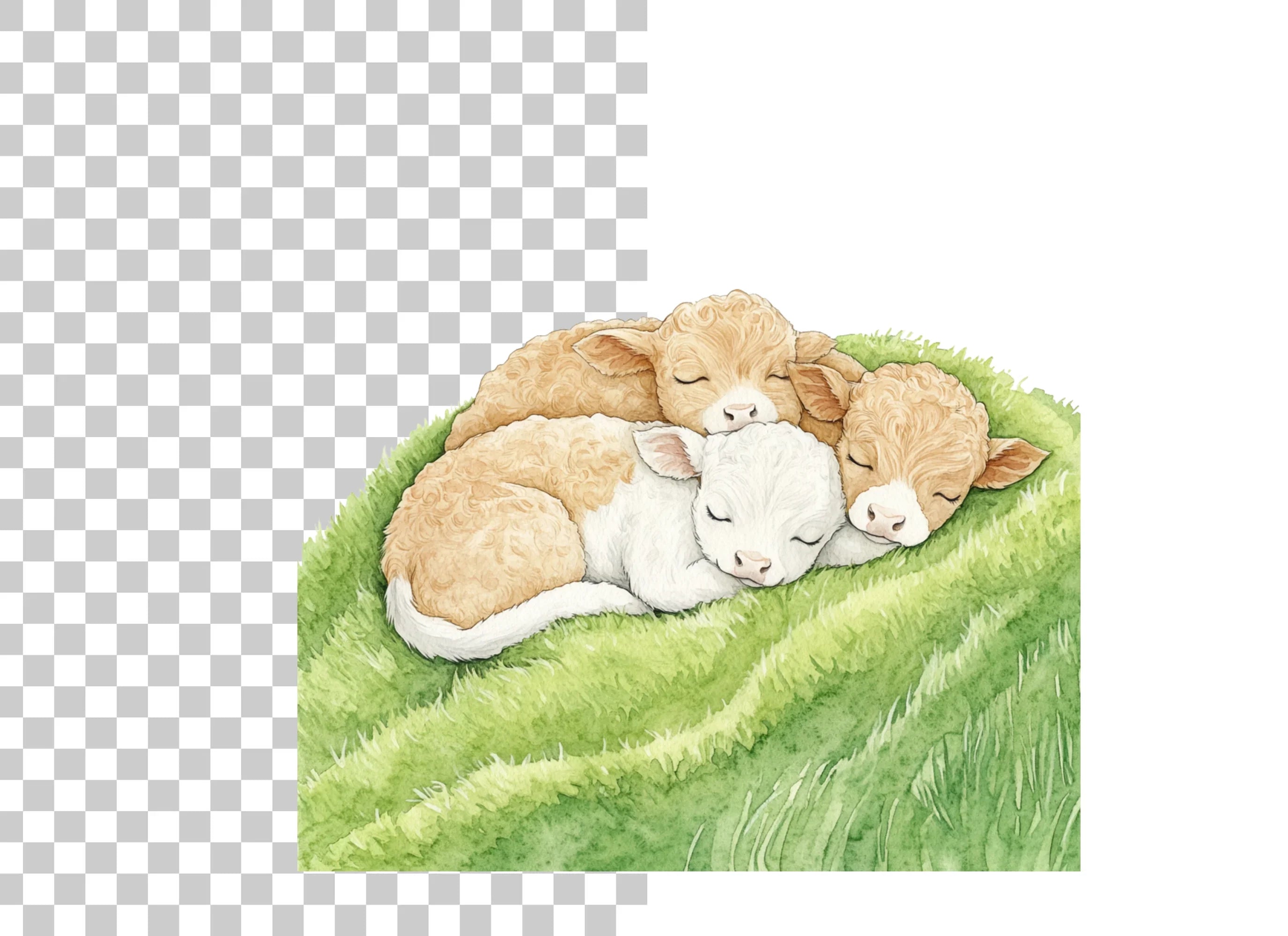Cute Sleeping Calves Clipart Bundle