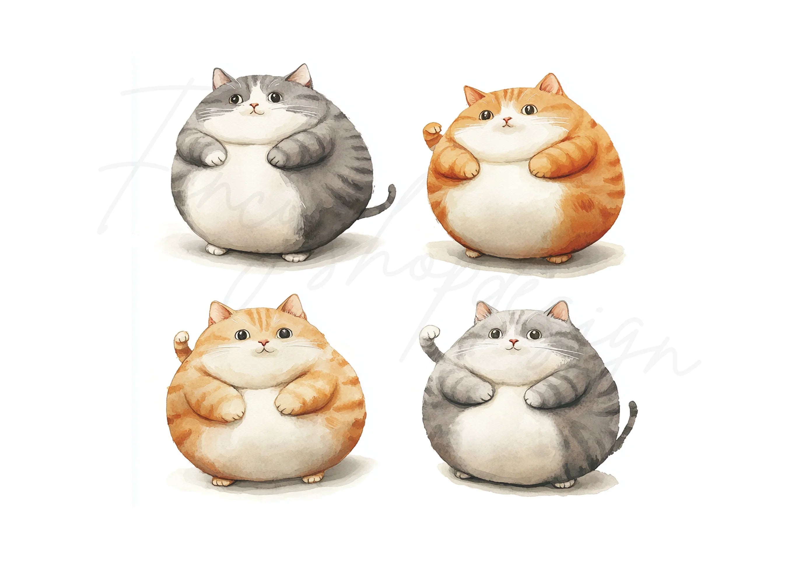 Chubby Cat Clipart Bundle