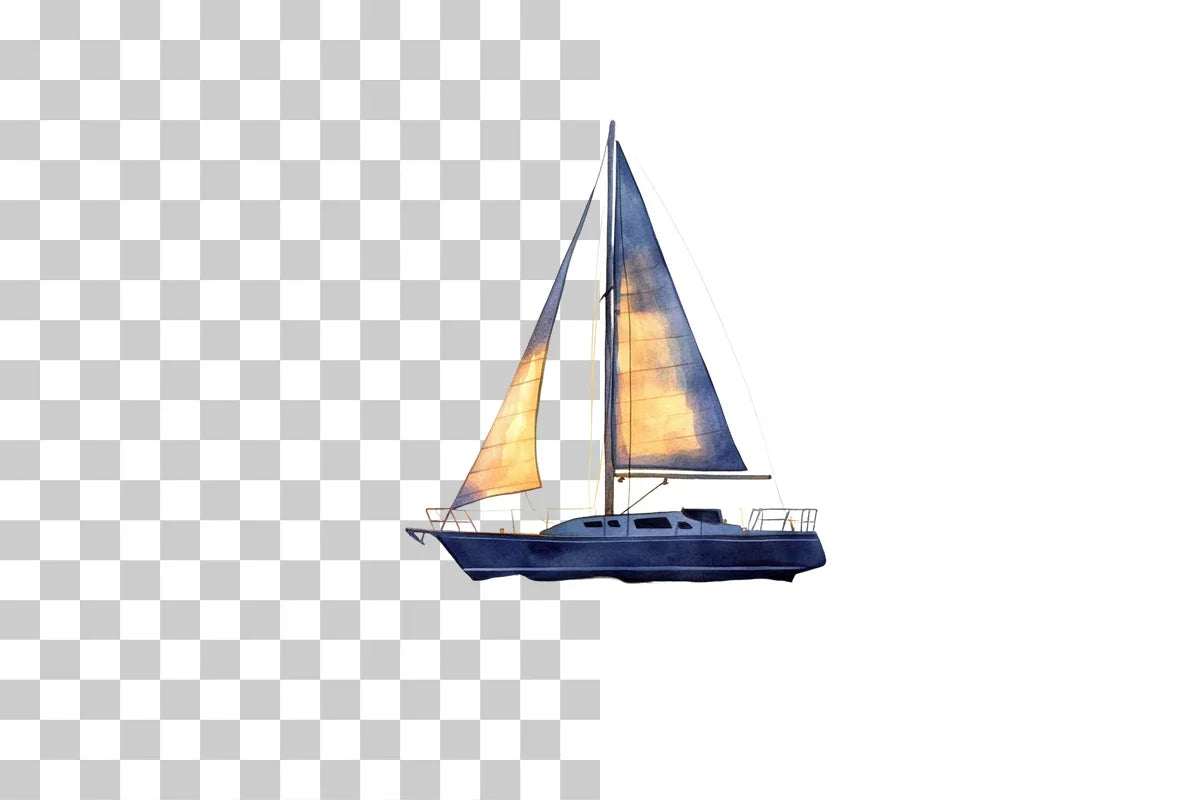 Sailboat at Dawn Nautical Scene Clipart Bundle - CraftNest - Digital Crafting and Art
