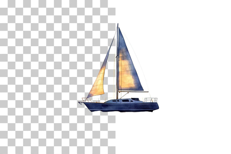 Sailboat at Dawn Nautical Scene Clipart Bundle - CraftNest - Digital Crafting and Art