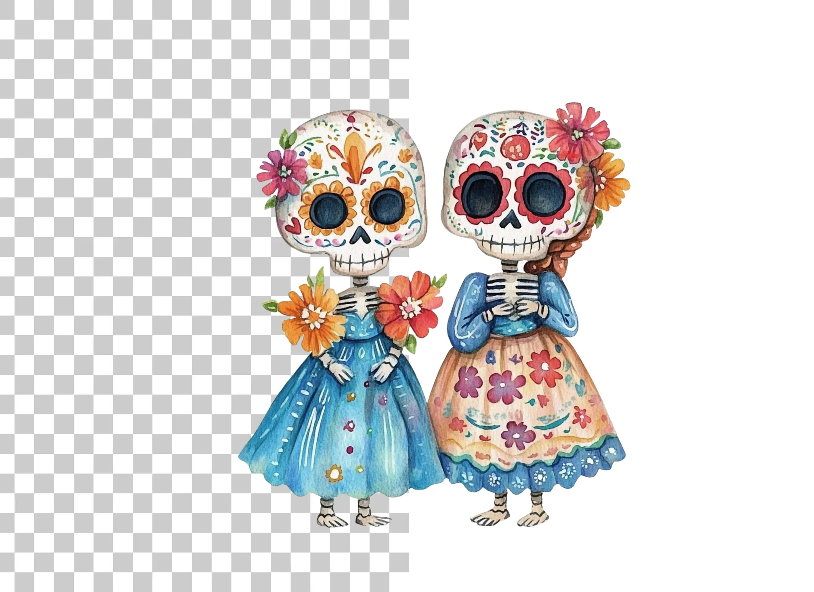 Day of the Dead Skeletons Clipart Bundle