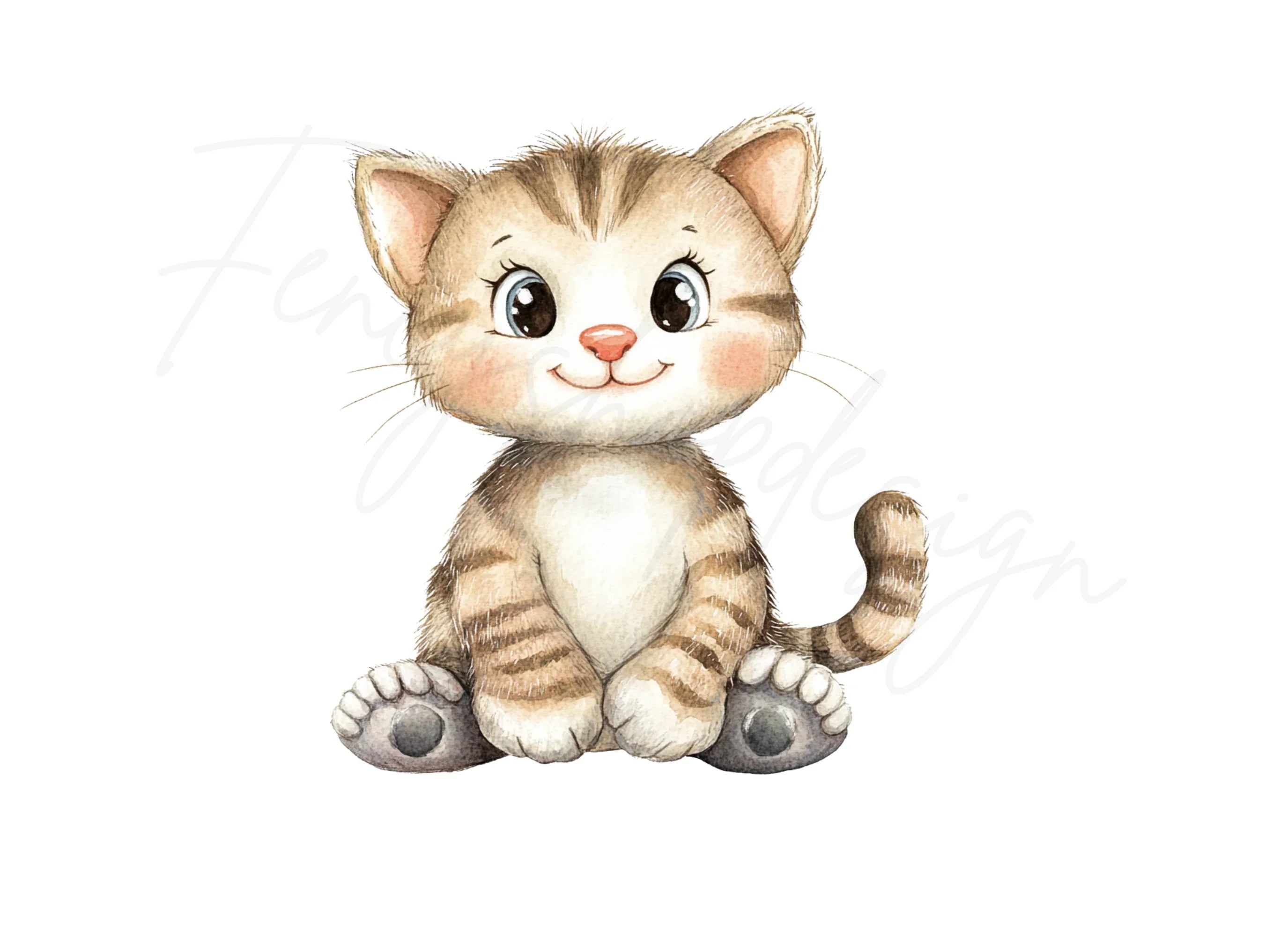 Cute Tabby Kitten Clipart Bundle