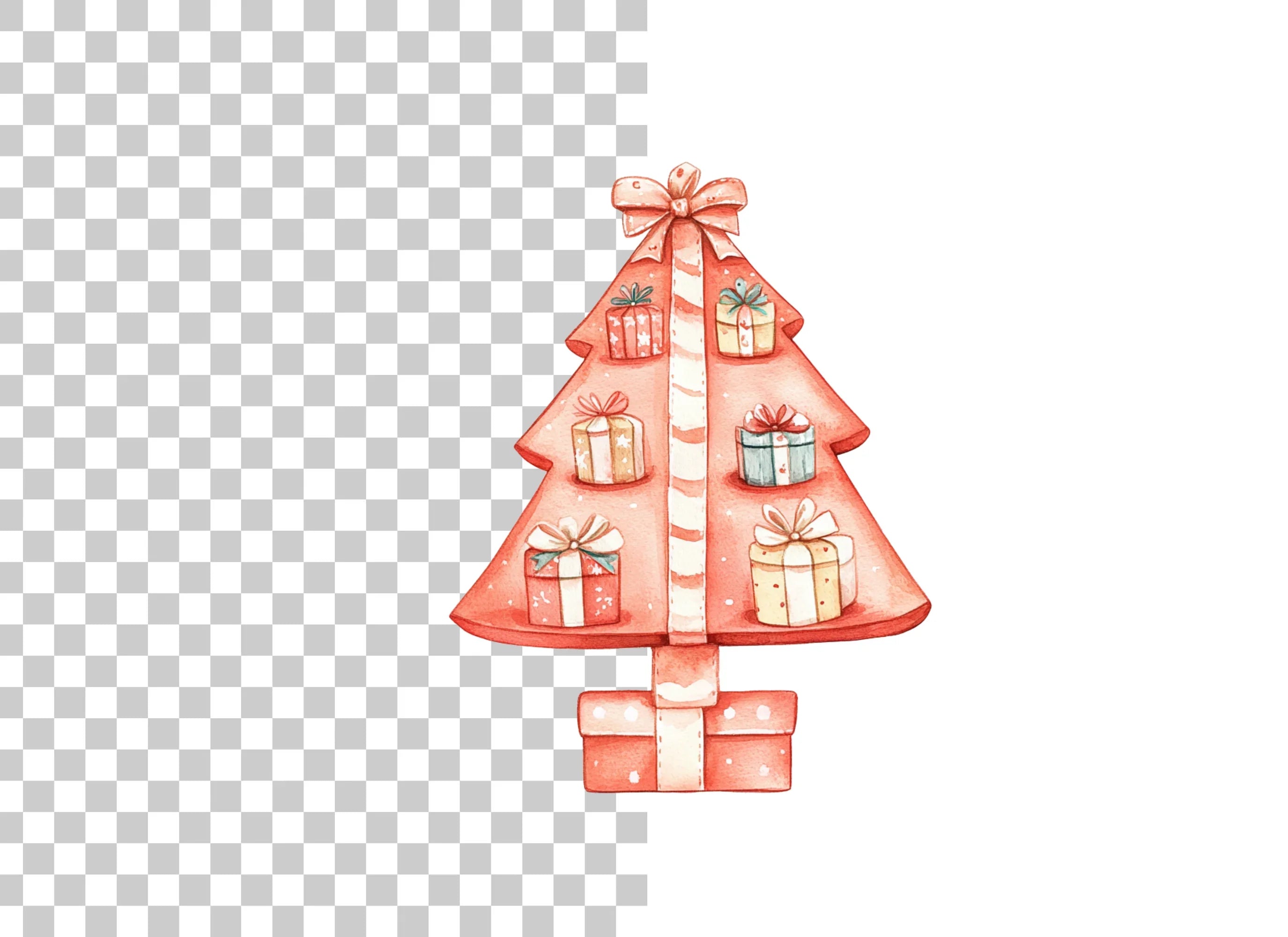 Christmas Tree with Gifts Clipart Bundle